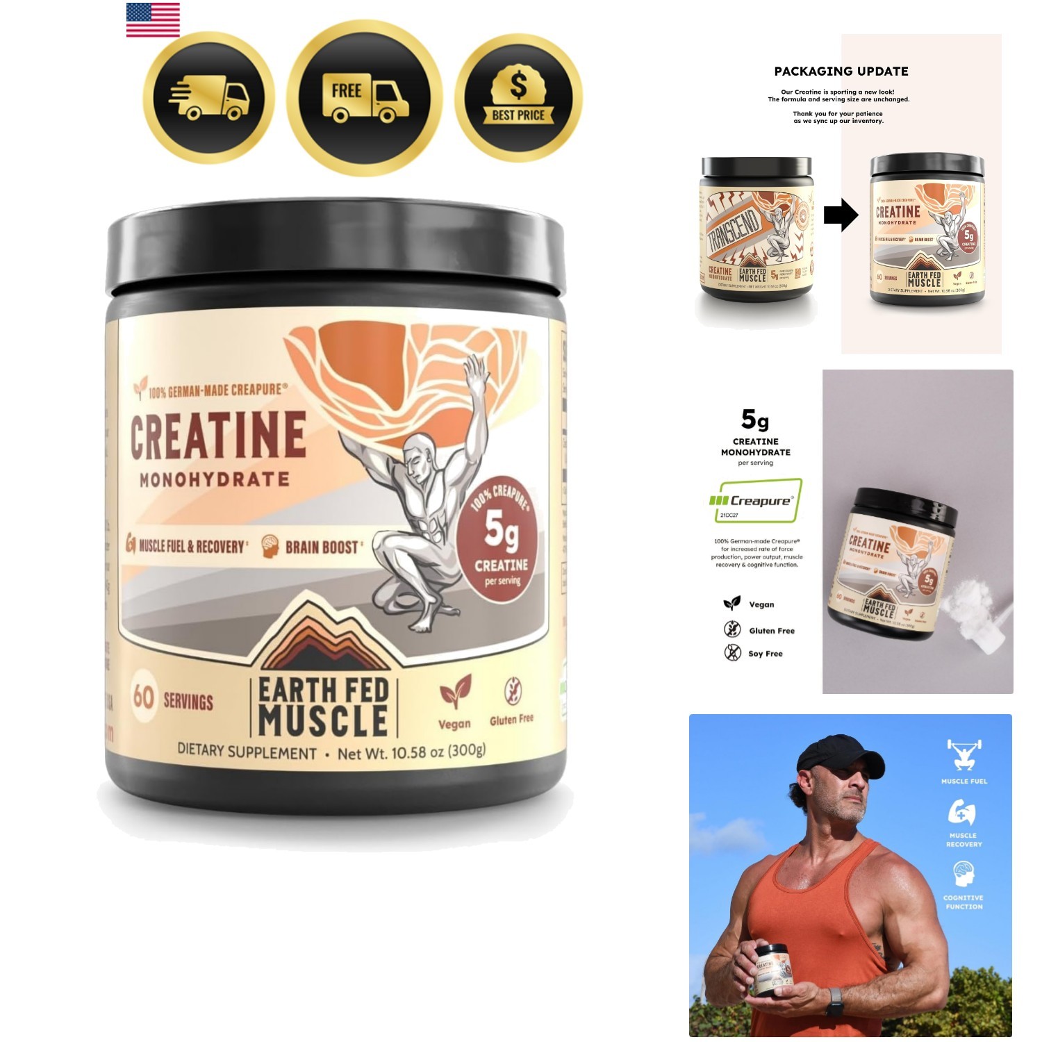 Creatine Monohydrate Powder — 300g, 60 Servings | German Creapure Creatine fo…