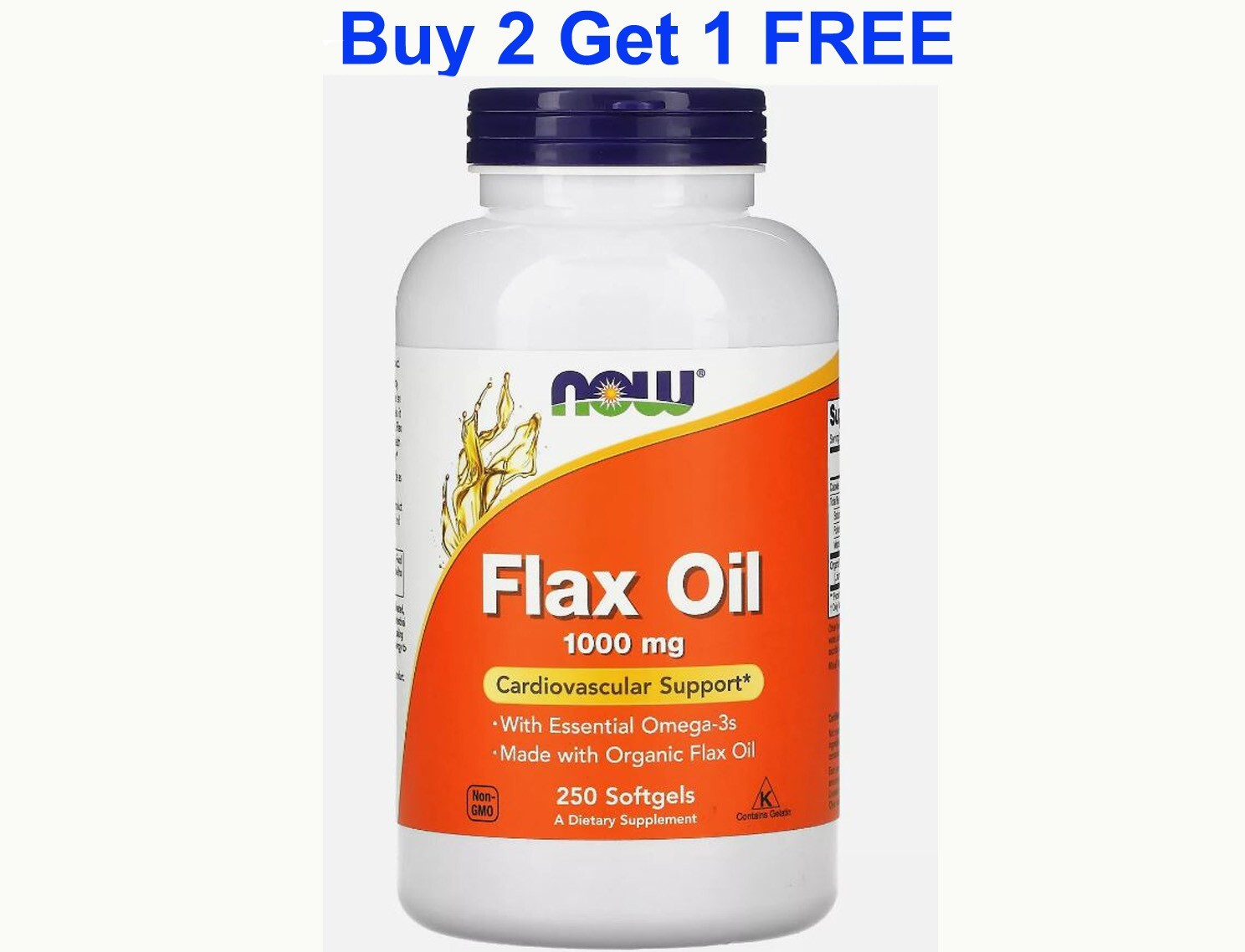 GNN, Now, Flaxseed Oil 1000mg Cardiovascular Support 120, 250 Sgls.