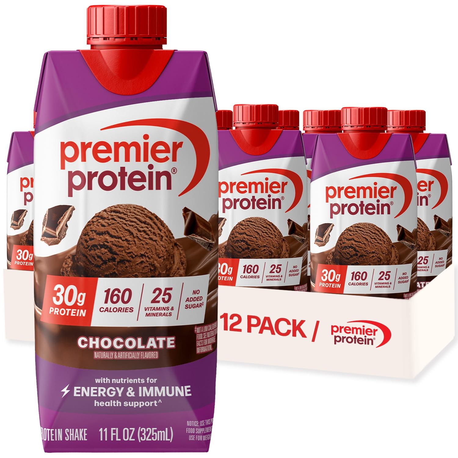 Premier Protein Shake, Chocolate, 30g High Protein, 12 11 Fl Oz (Pack of 12)