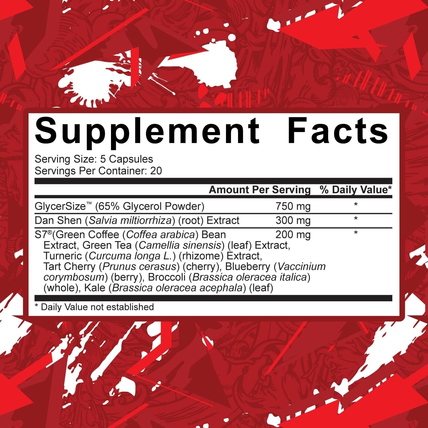 5% Nutrition Code Red Pump – Low Stim Pre Workout & Nitric Oxide Booster – 100ct