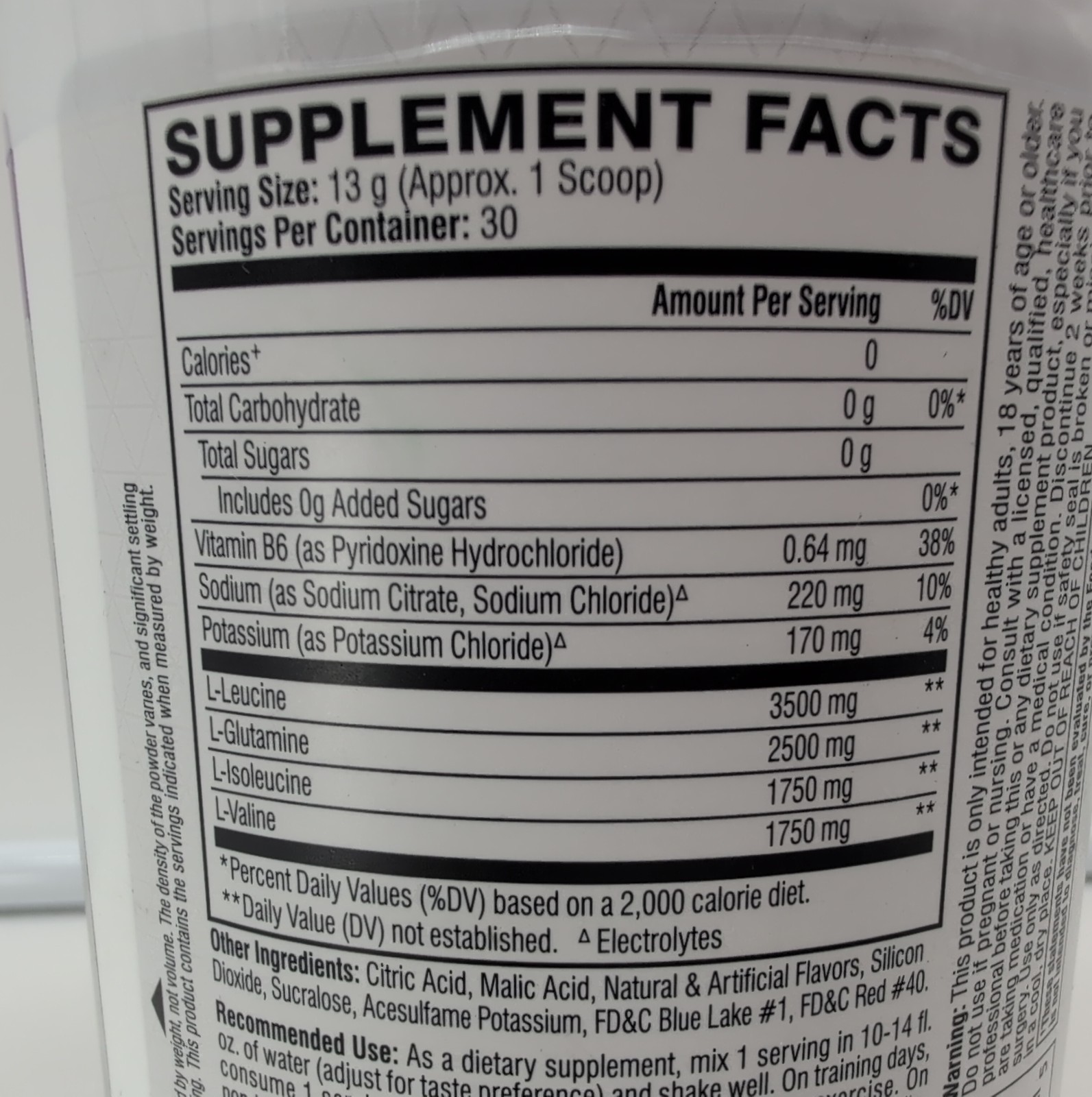 Xtend Original BCAA Powder Glacial Grape, 30 Servings Best By 6/2027