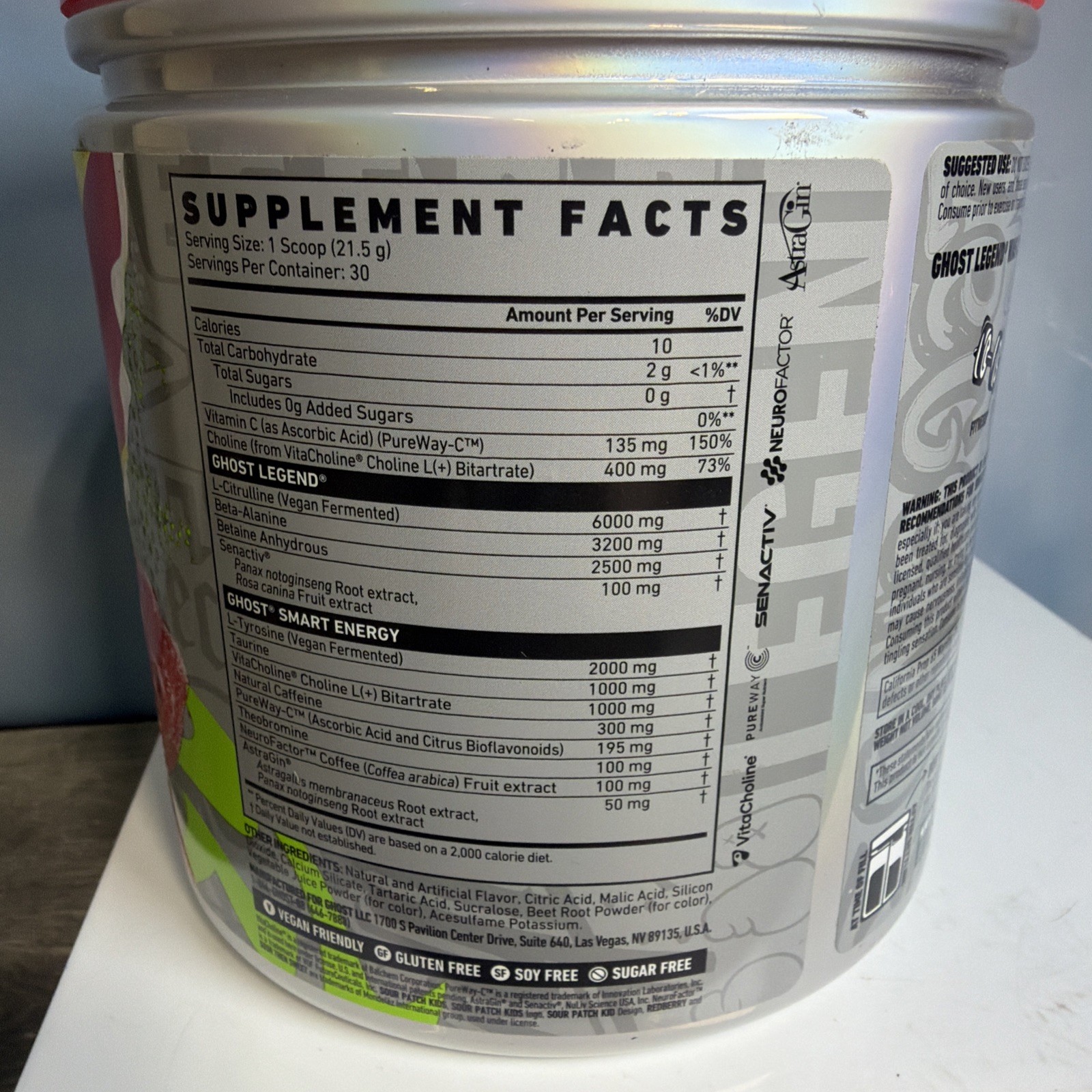 GHOST Legend Pre-Workout Powder w/ Caffeine – Sour Patch Kids Redberry 22.8 oz