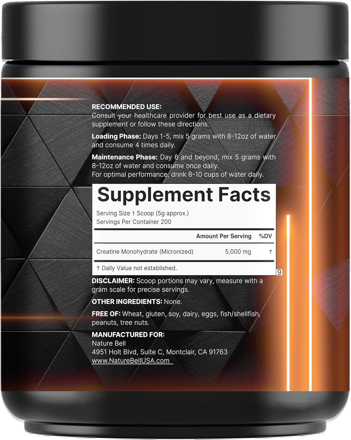 Creatine Monohydrate Powder 1,000g, 5,000mg Per Serving, 200 Servings 2.2 lb …
