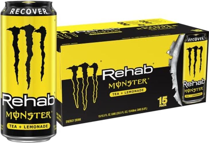 Rehab + Energy, Energy Drink 15.5 Ounce | Energy Iced 15 Pack Tea + Lemonade