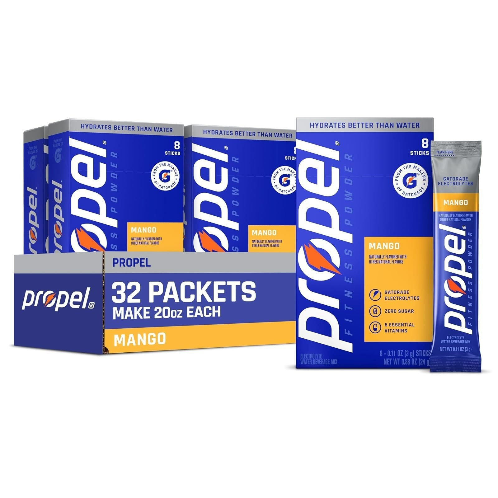 Propel Electrolyte Powder Drink Mix – Grape, Sugar Free, 32 Servings