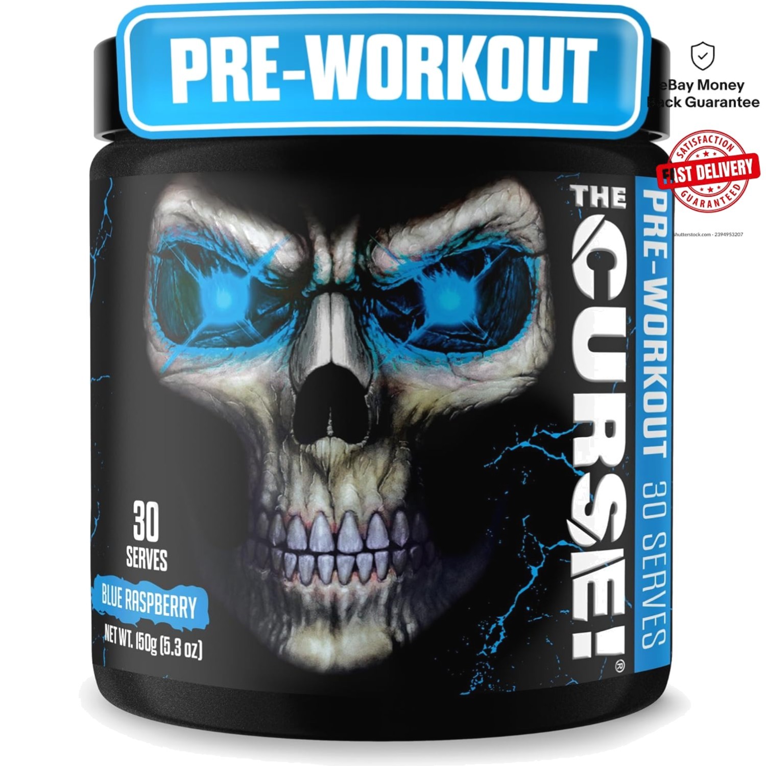 Extreme Energy Pre Workout Powder with Creatine – 30 Servings of Blue Raspberry