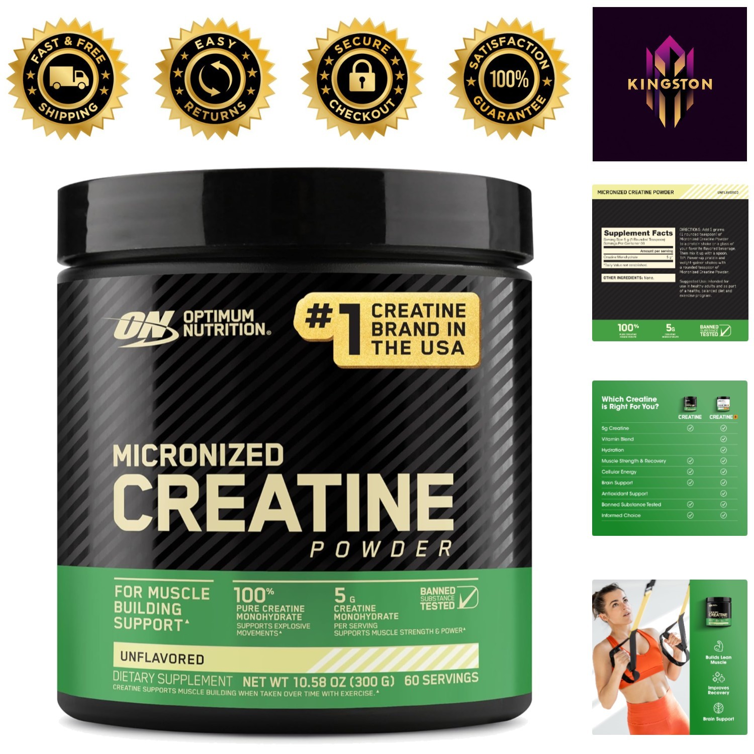 Micronized Creatine Monohydrate – Gluten-Free, 10.6 oz for Optimal Performance