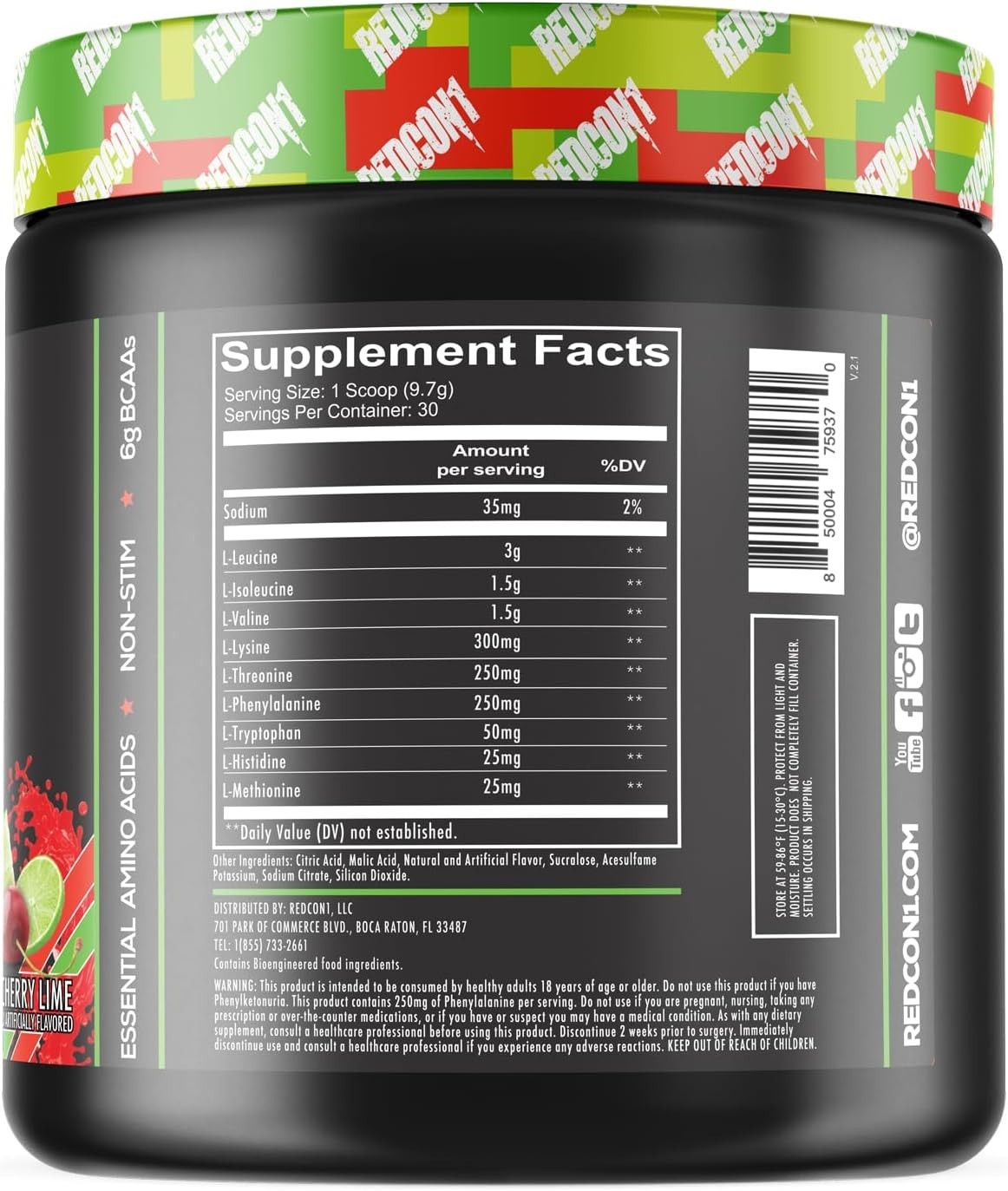 Redcon1 Grunt EAA BCAA Amino Acid Powder Lean Muscle Recovery 30svg 3 Flavors