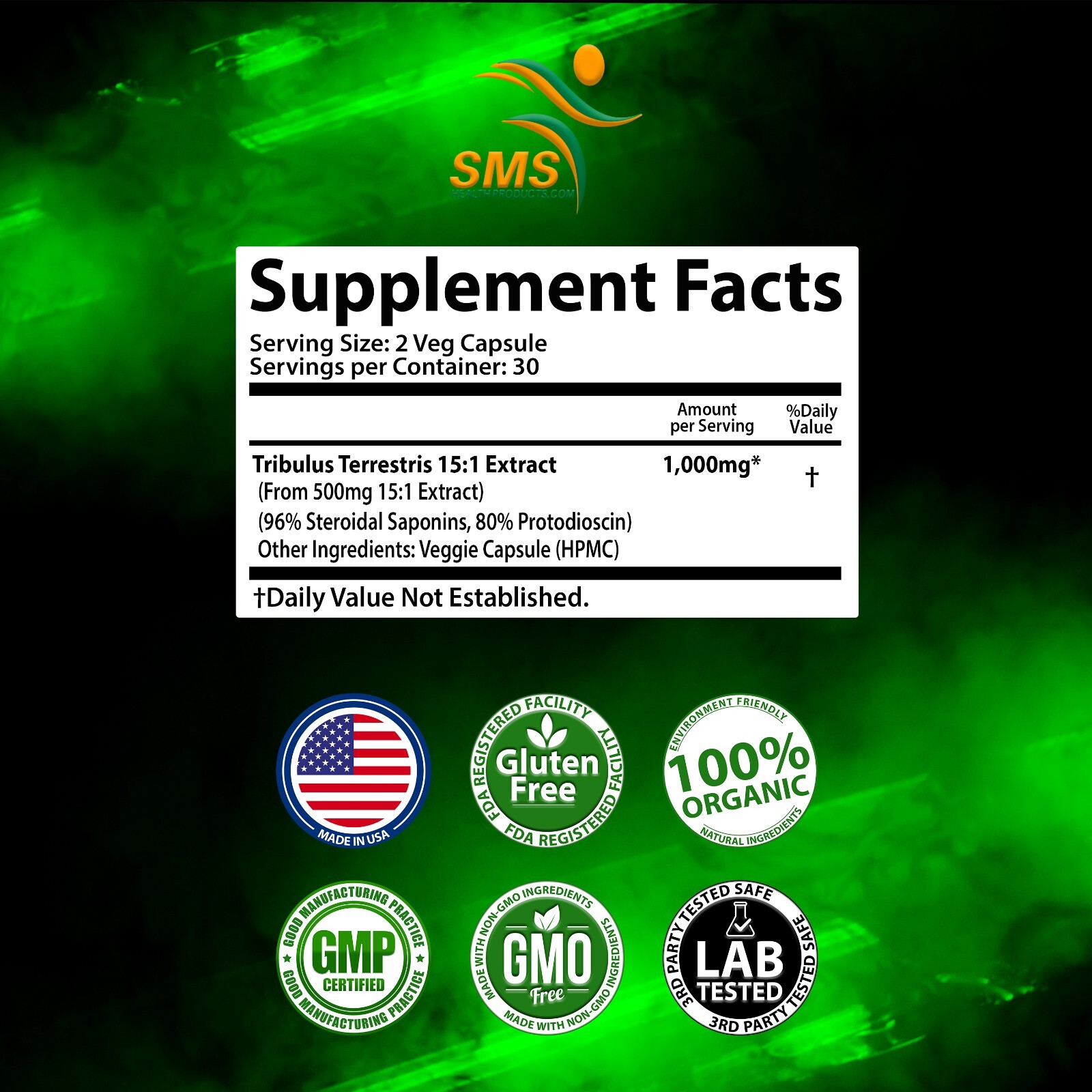 TRIBULUS TERRESTRIS 7500mg EXTRACT 96% SAPONINS WORKOUT SUPPLEMENT
