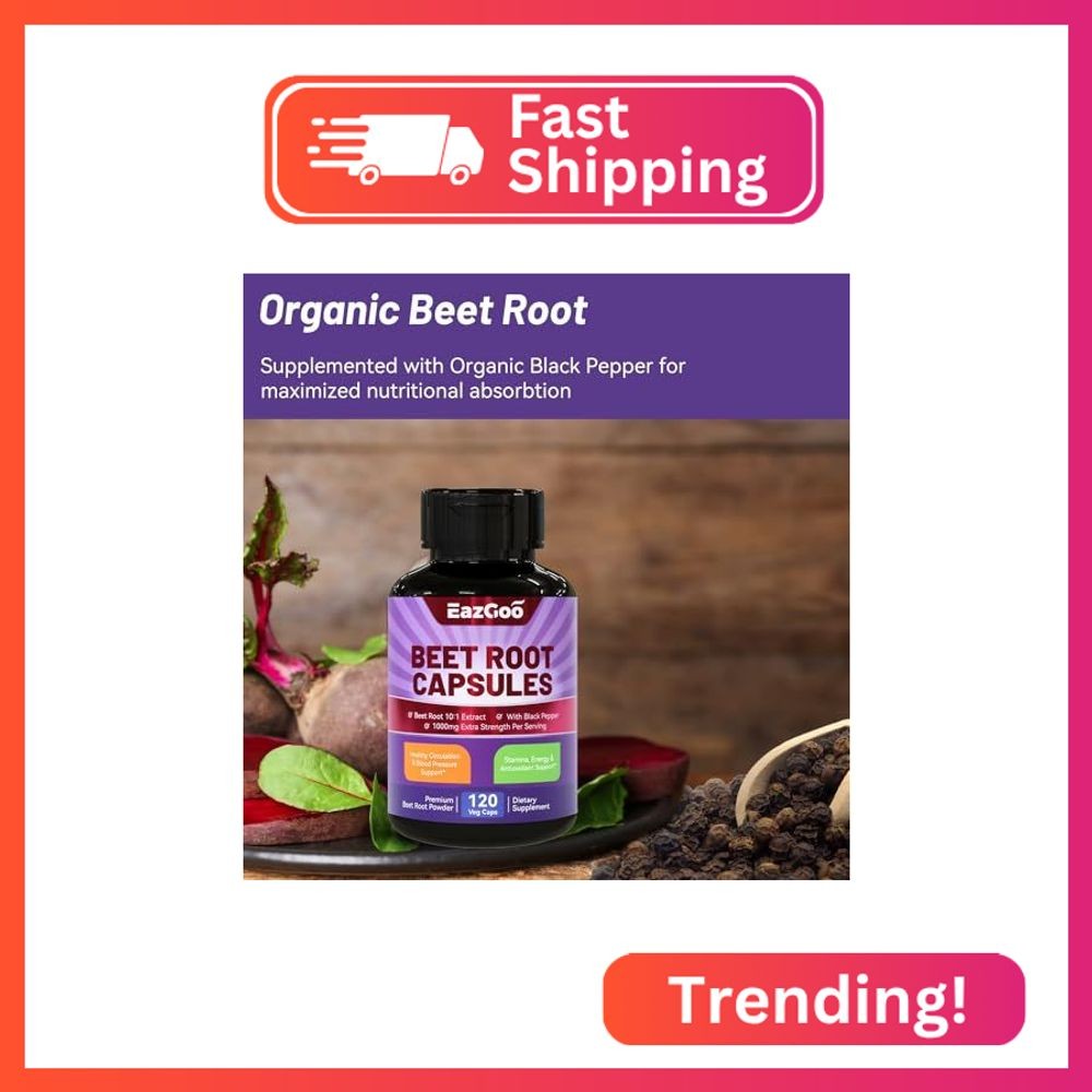 EAZGOO Beet Root Capsules 1000mg Per Serving, Supports Nitric Oxide Production &
