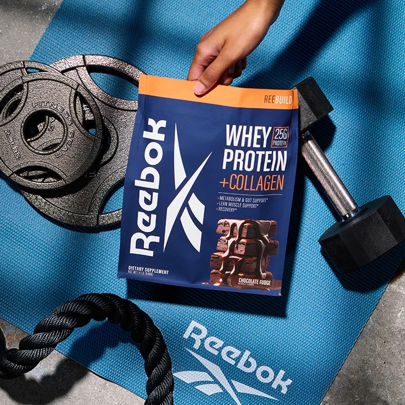 Reebok Reebuild Whey Protein Collagen 1.4 Lb Chocolate Fudge Exp 9/26 25g /sving