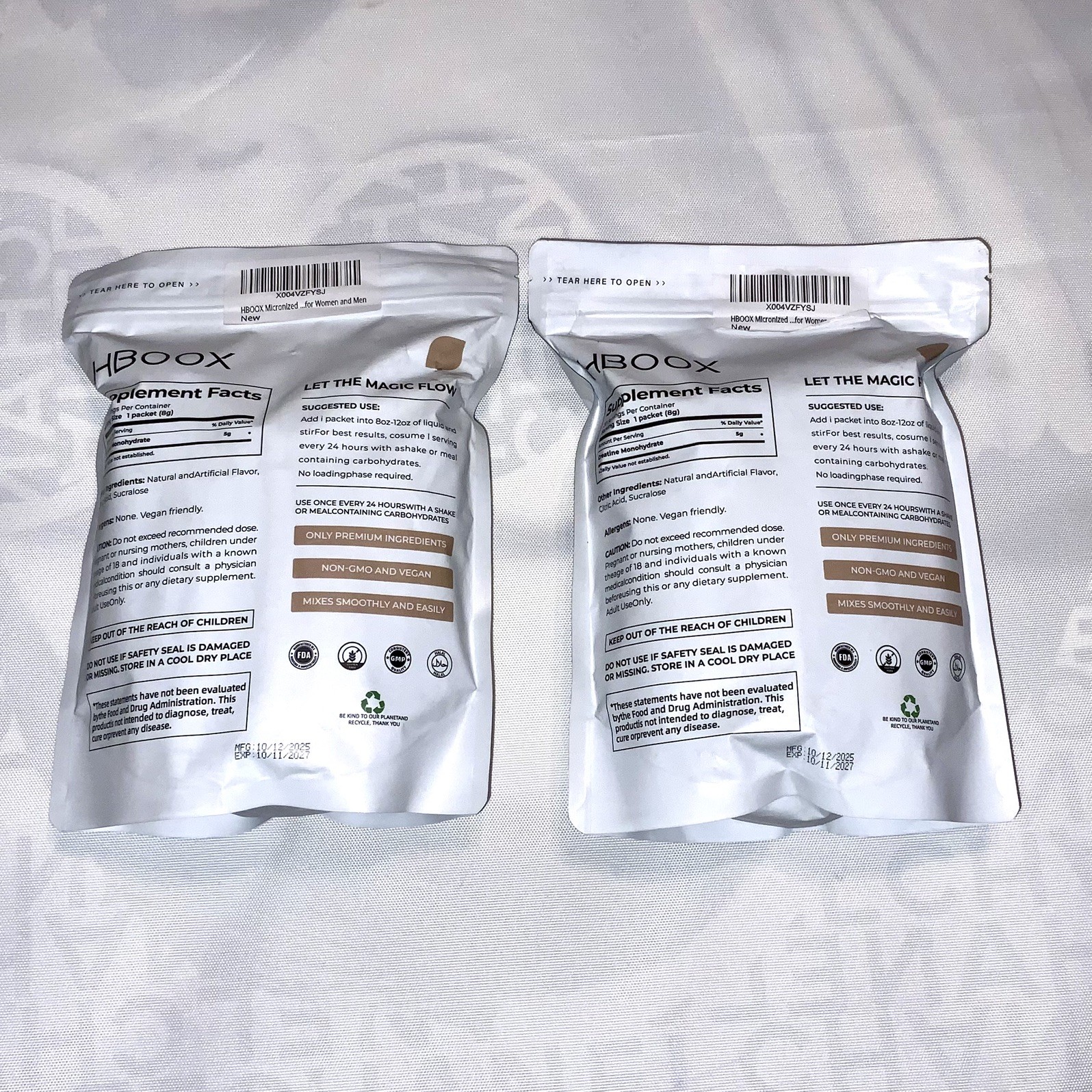 2 PACK LOT HBOOX ProMix Creatine Monohydrate Powder STICKS Unflavored MICRONIZED
