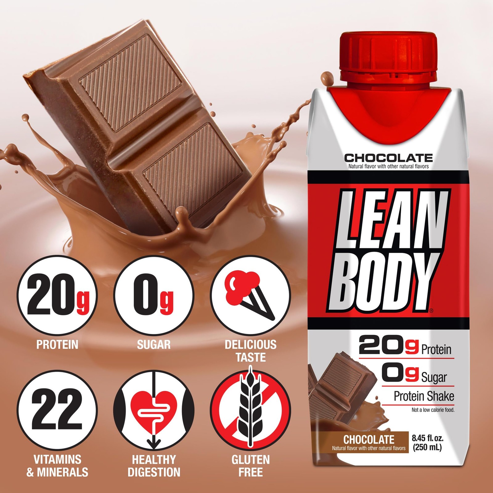 Labrada Lean Body Ready-To-Drink Chocolate Shake 20G Protein Whey Blend 0 Sugar