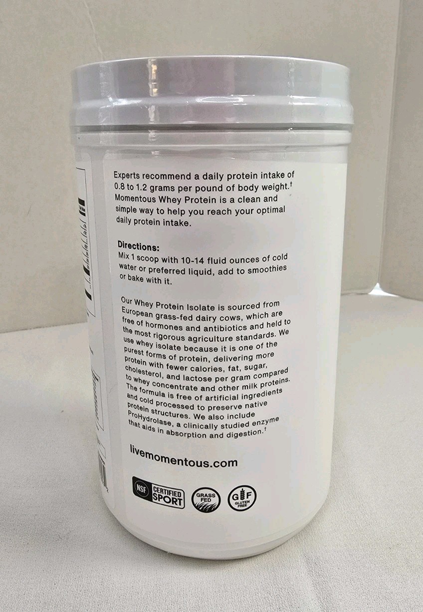 Momentous Essential Grass-Fed Whey Protein Powder 625g Vanilla