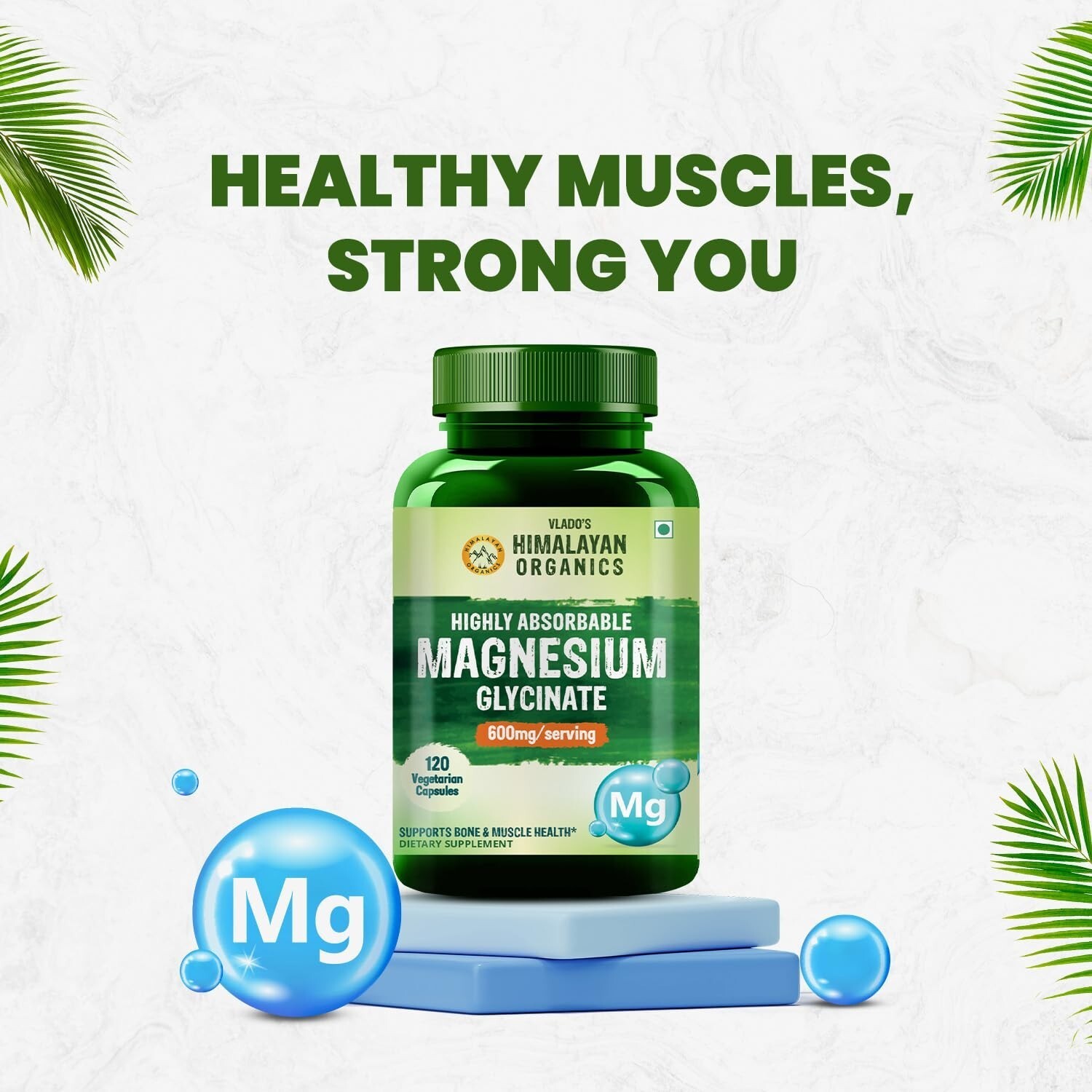 Himalaya Organics Highly Absorbable Magnesium Glycinate Support Overall 120 cap