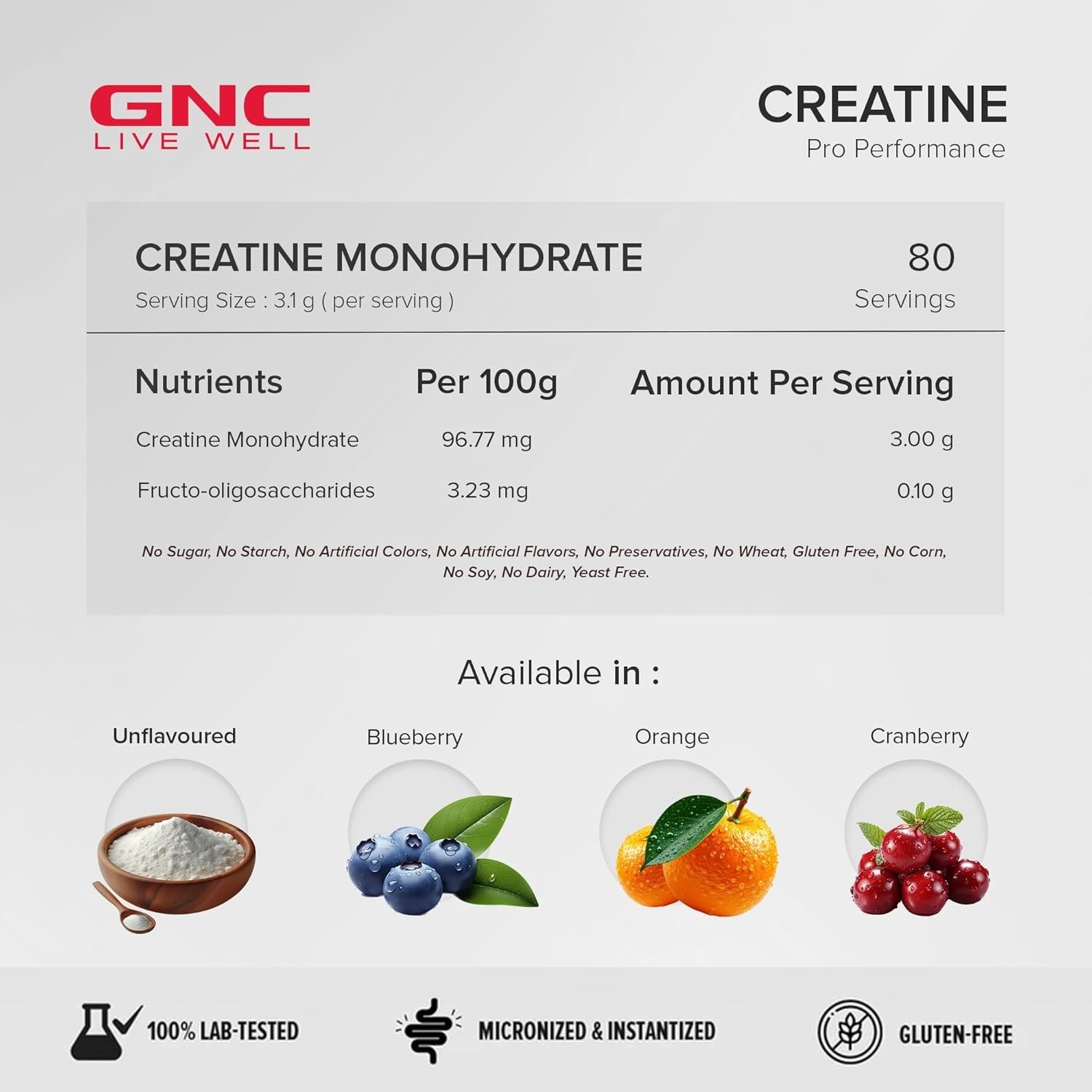 GNC Pro Performance Creatine Monohydrate 3000mg Creatine 250gm