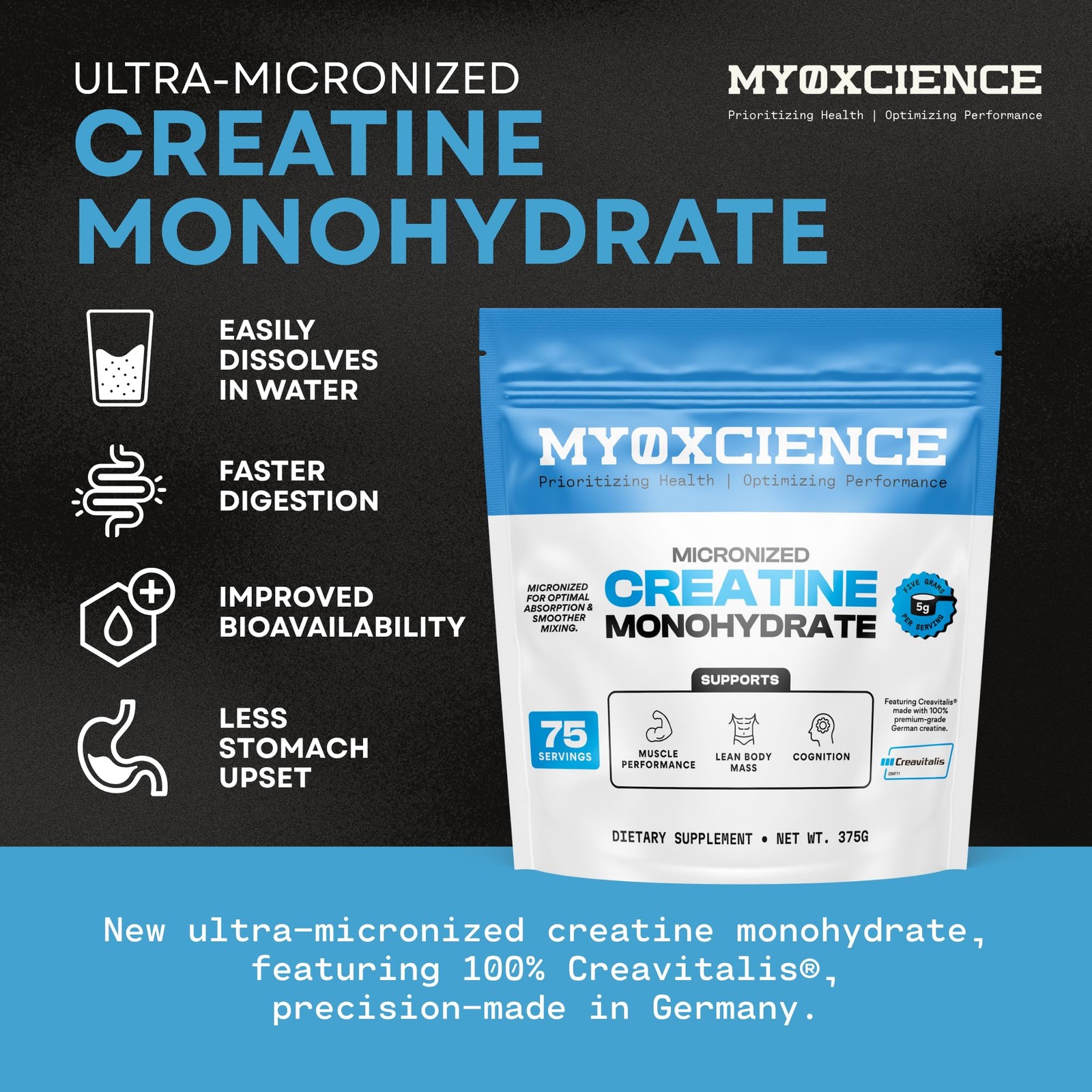 MYOXCIENCE Micronized Creavitalis Creatine | The World’s Purest Micronized Fo…