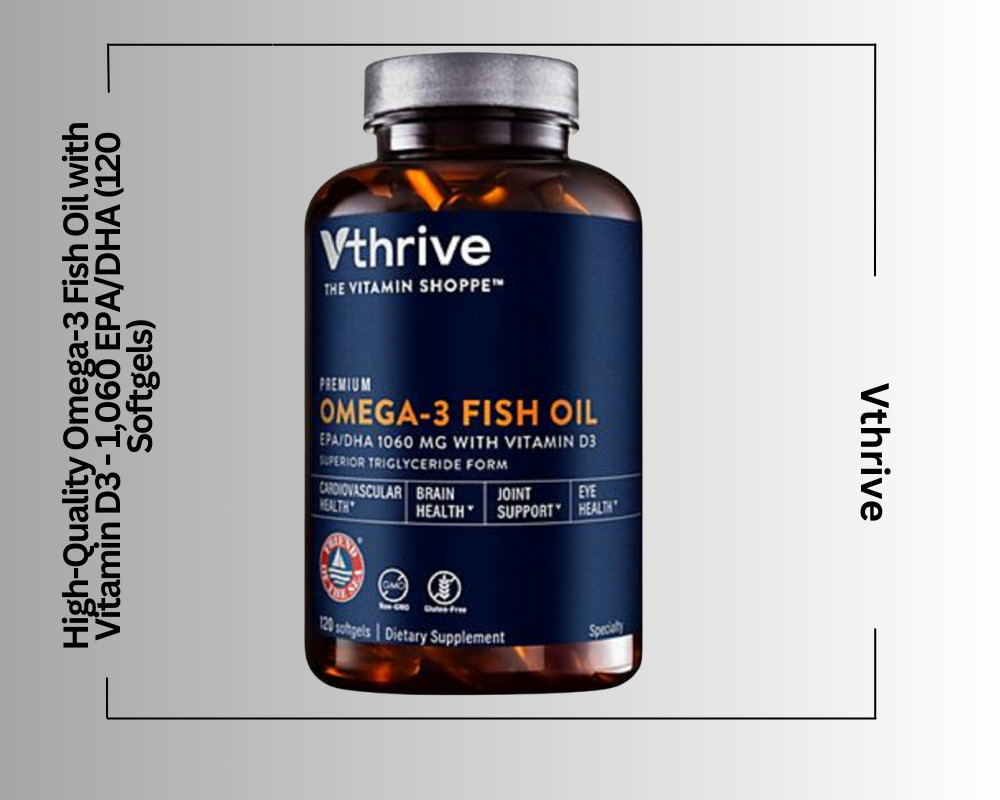 High-Quality Omega-3 Fish Oil with Vitamin D3 – 1,060 EPA/DHA (120 Softgels)