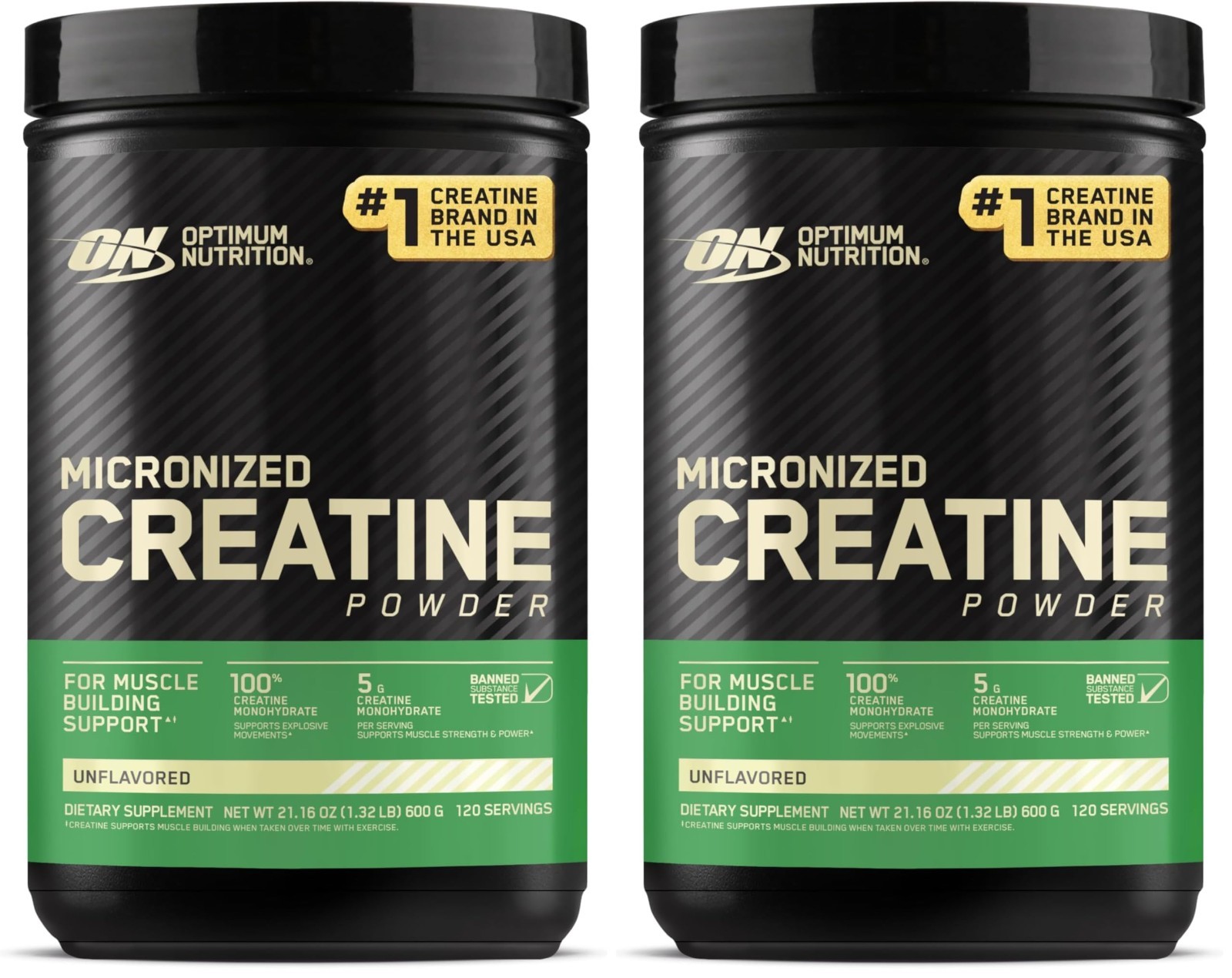 Micronized Creatine Monohydrate Powder – Unflavored, 120 Servings, 600g (2 Pack)