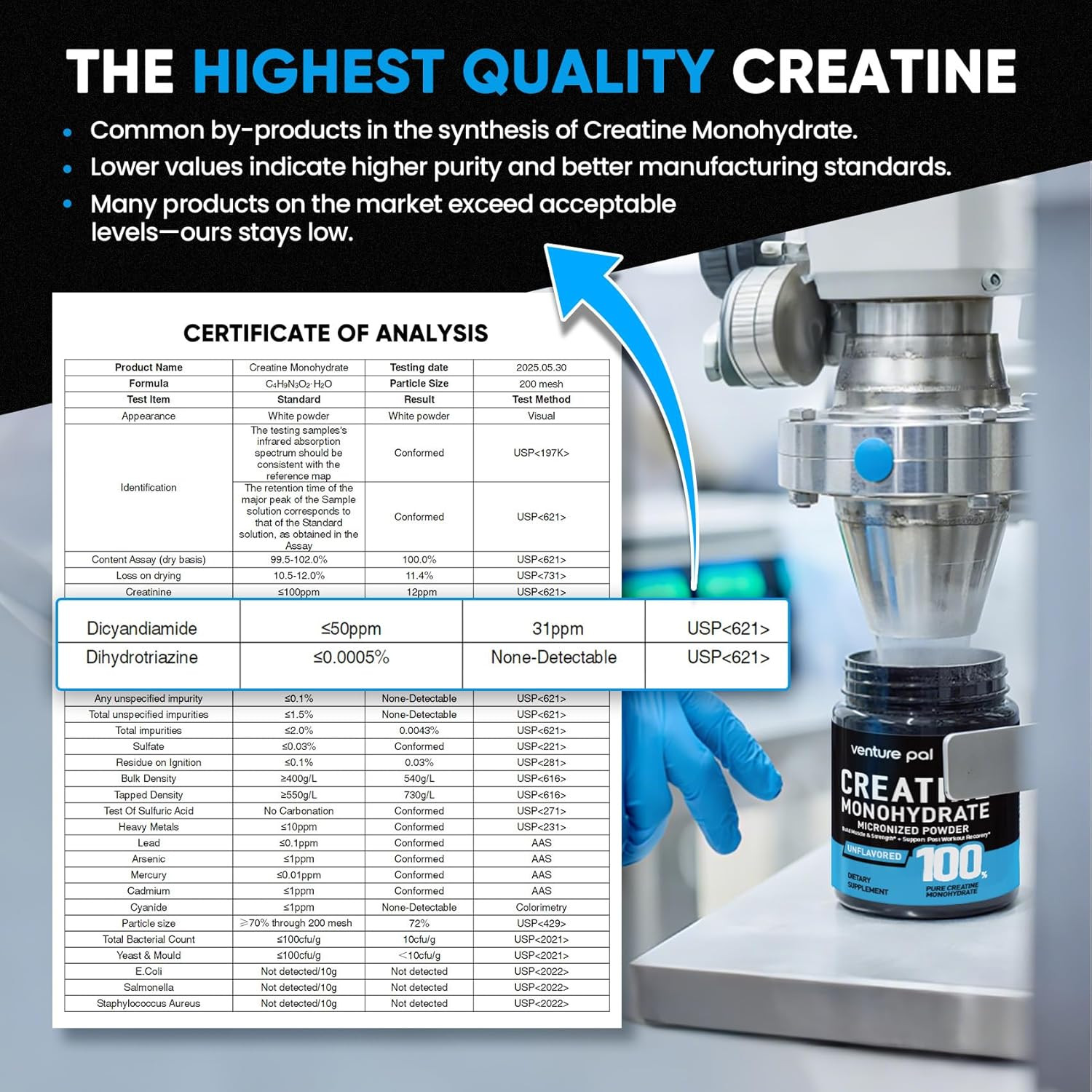Creatine Monohydrate Powder Micronized Unflavored 5g Per Serving Vegan Keto