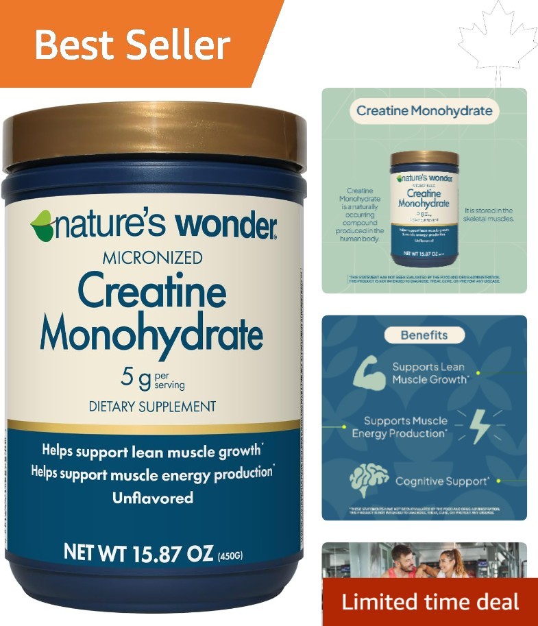 5g Micronized Creatine Monohydrate Powder, 90 Servings – Unflavored, Gluten-Free