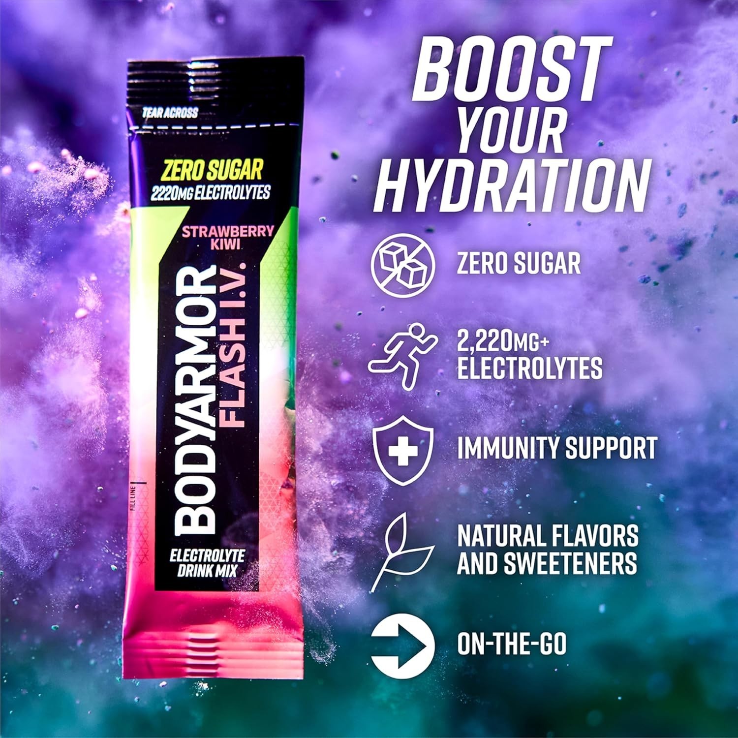 BODYARMOR Flash IV Electrolyte Packets, 0.25 Ounce (Pack of 15), Red