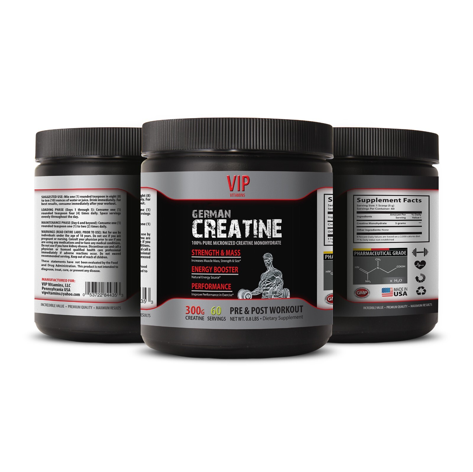 muscle builder – MICRONIZED CREATINE 300G – boost energy levels 1 CAN