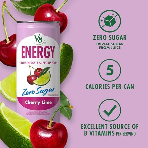Energy Energy Drink 8 fl. oz. Can Pack of 6 (8 Fl Oz) Zero Sugar Cherry Lime