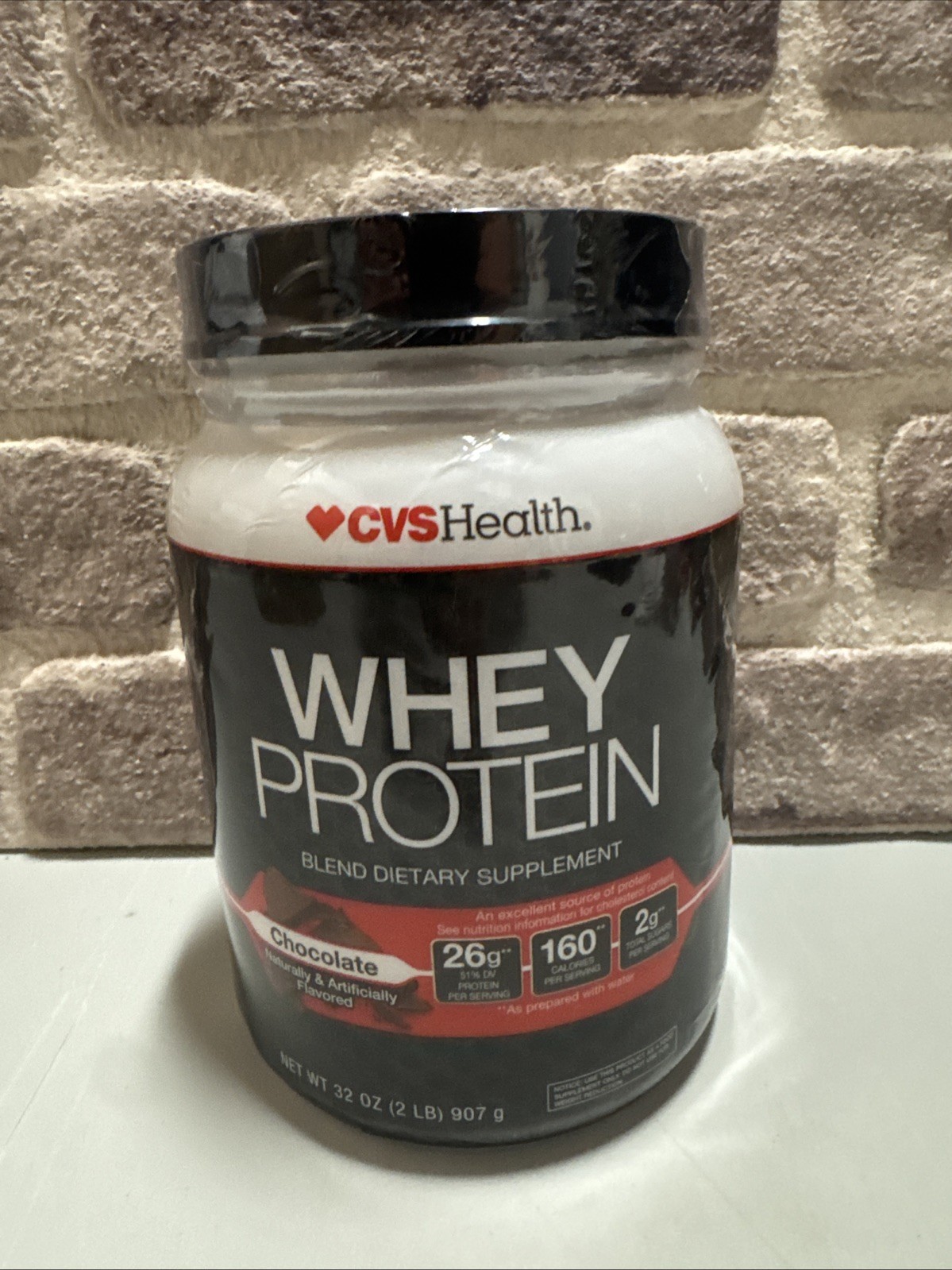 CVS HEALTH Whey Protein 26g Powder Chocolate Dietary Supplement 32oz Exp 12/25,J
