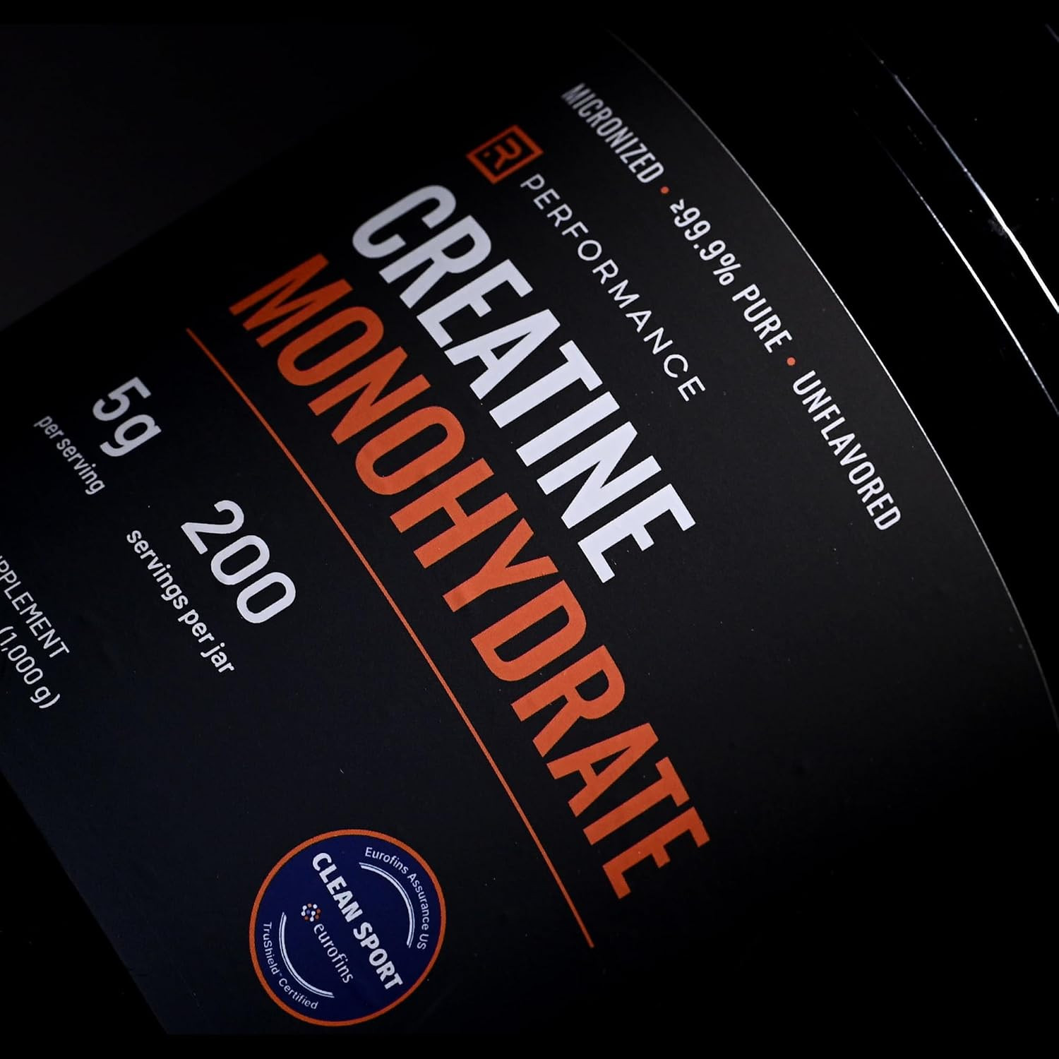 Eurofins Clean Sport Certified Creatine Monohydrate Powder – 200 Servings, 1Kg,