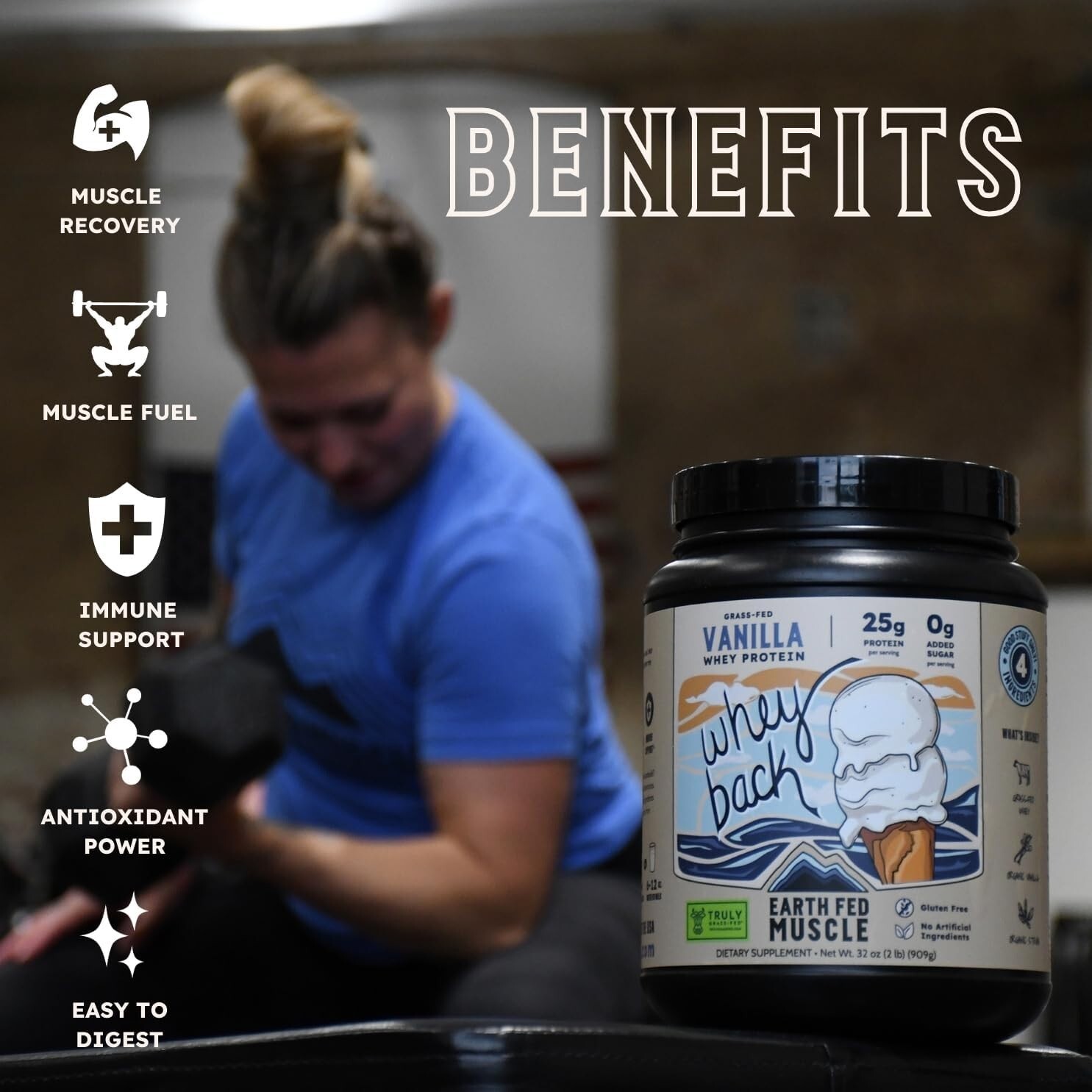 Vanilla Whey Protein Powder 2lb – Truly Grass Fed, No Additives, Easy Blend