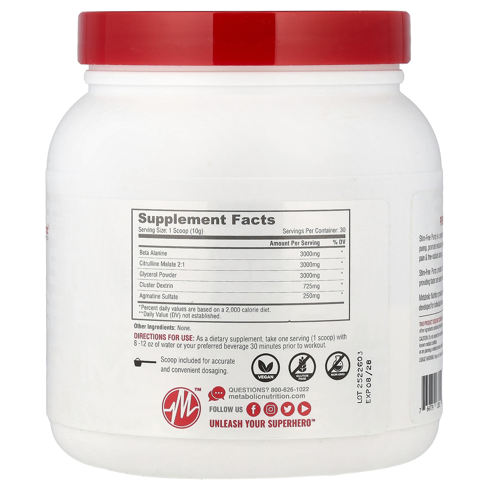 Stim-Free Pump, Unflavored, 10.58 oz (300 g)
