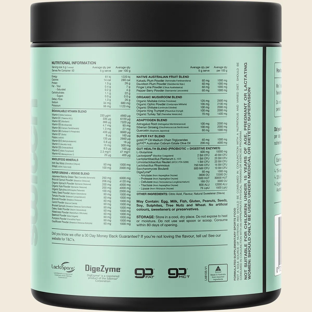 Switch Nutrition Greens Raspberry Lemonade 250g Daily Energy Immunity Gut Health