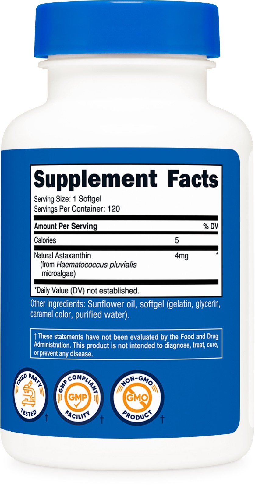 Nutricost Astaxanthin 4mg, Gluten Free and Non-GMO, 120 Softgels