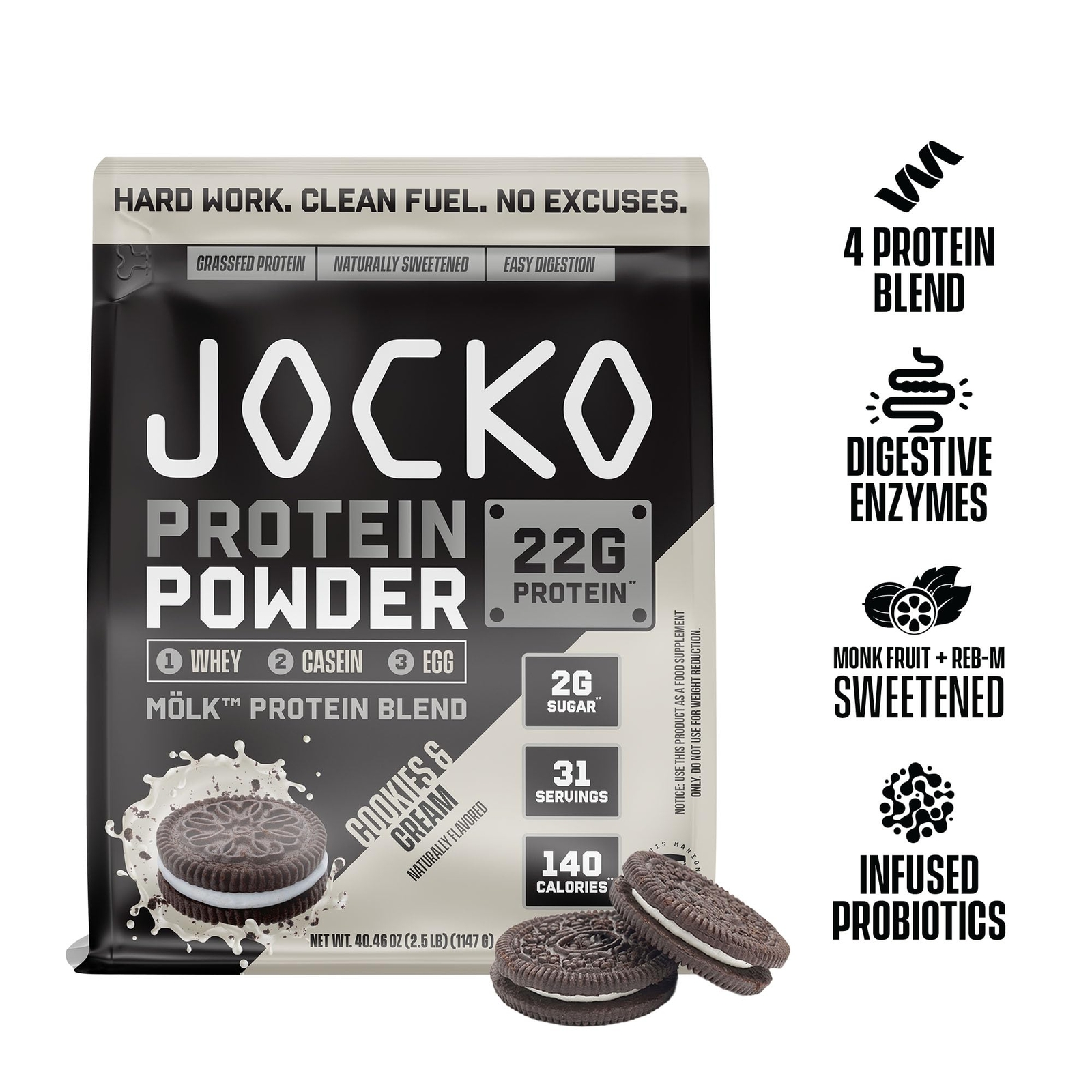 Jocko Fuel Mölk Whey Protein Powder – Keto Probiotics Grass Fed Digestive Enz…