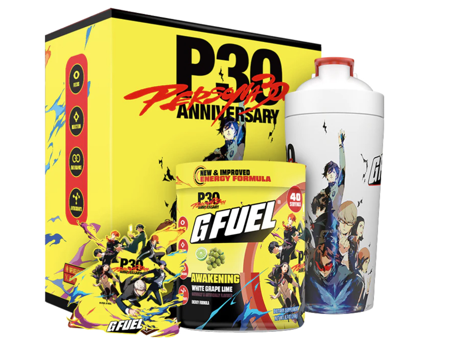 GFUEL Persona P30 Awakening Collector’s Box 30th Anniversary Shaker + Tub G FUEL