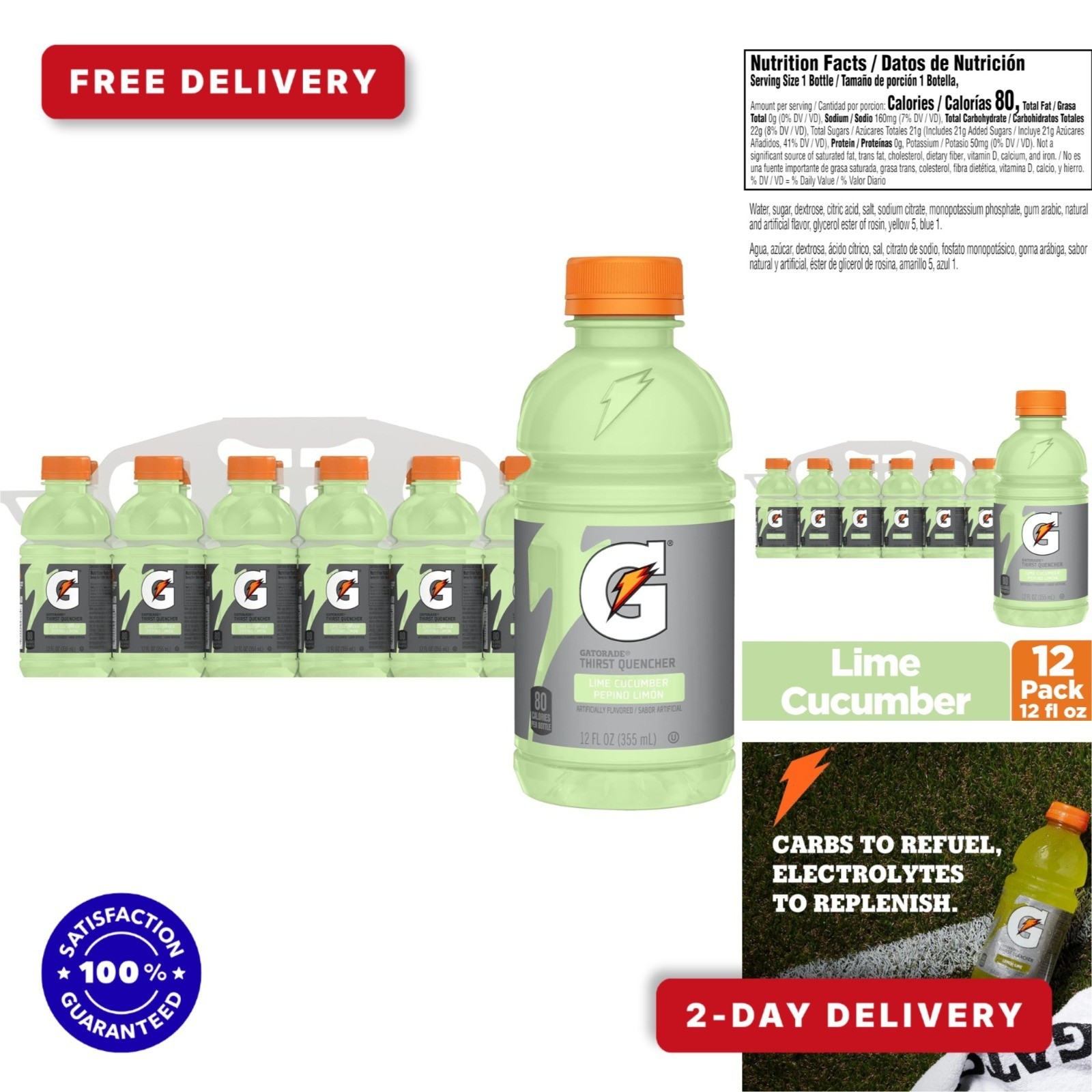 Gatorade Thirst Quencher Lime Cucumber 12 Fl Oz Pack of 12
