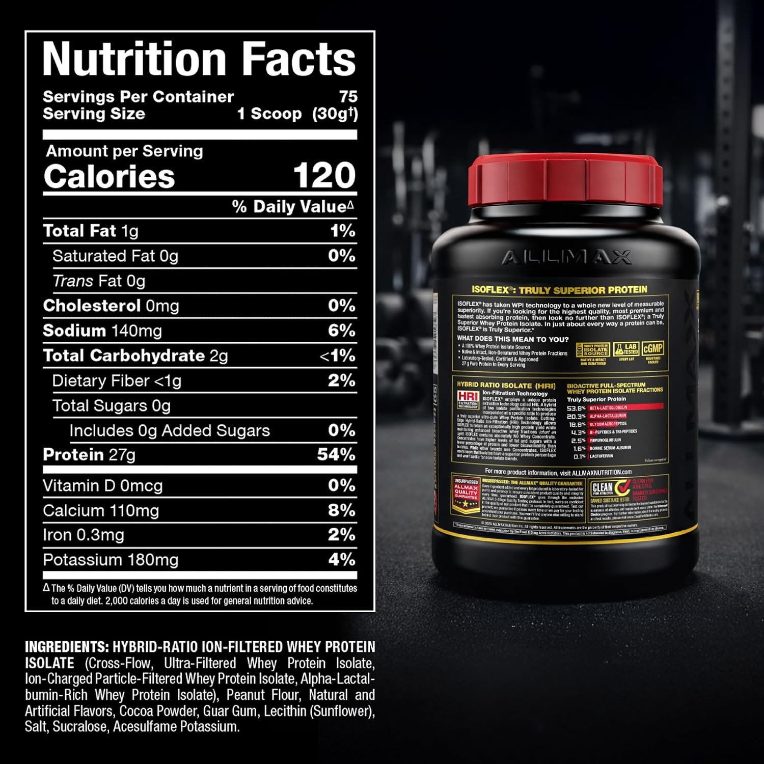 ISOFLEX Pure Whey Isolate Protein Powder – Gluten Free, Low Lactose, Sugar-Free