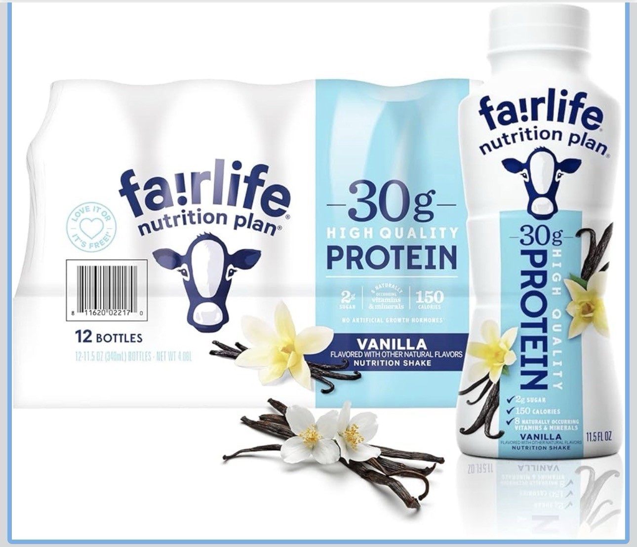 fairlife Nutrition Plan Vanilla Protein Shake 30g Lactose-Free 11.5 fl oz 12pk