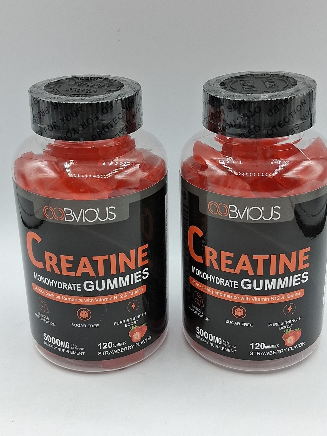 Oobvious Creatine Monohydrate Gummies 5000mg 120 Count Strawberry 2-Pack 5/26