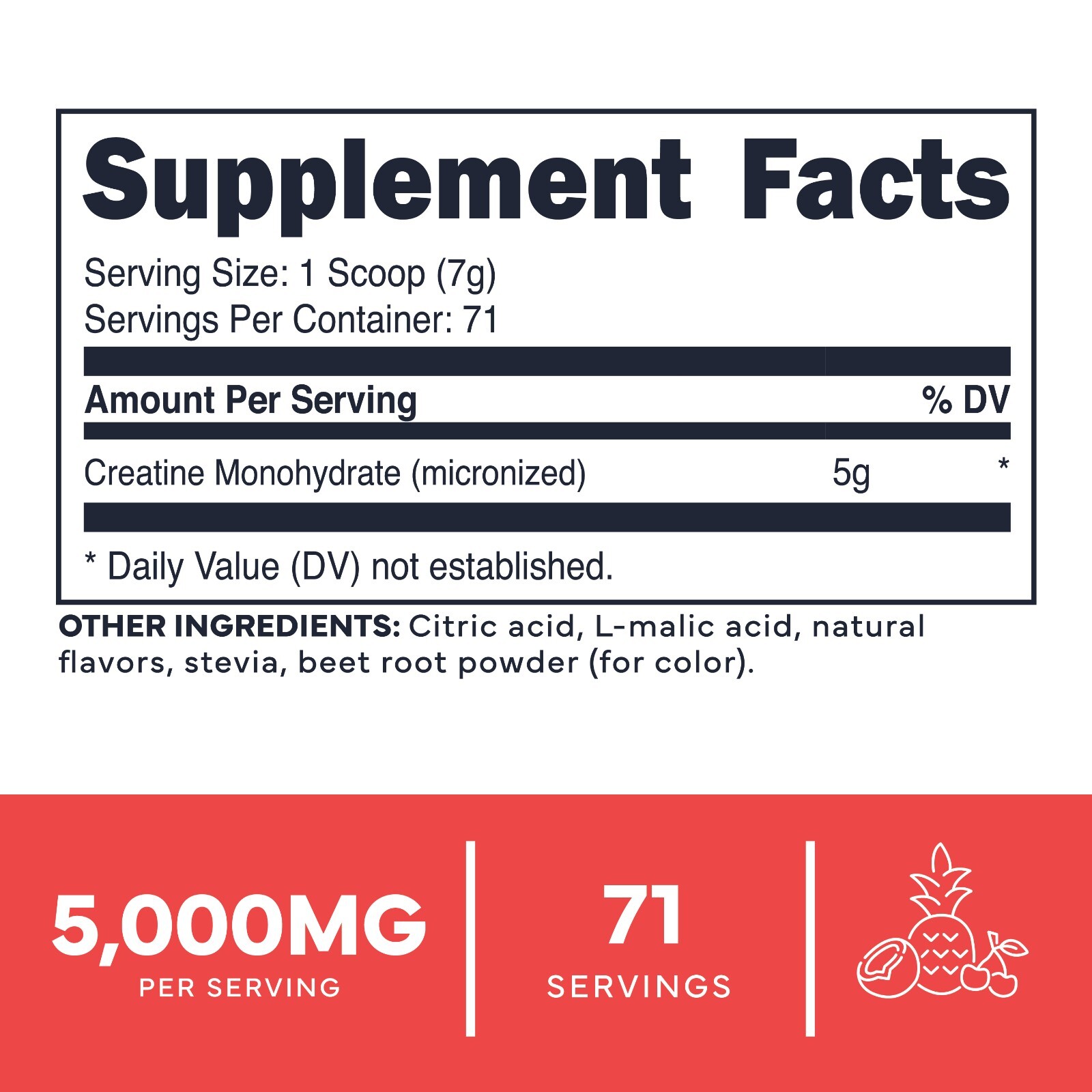 TypeZero Creatine Monohydrate Powder 500 Grams, Tropical Punch Flavored