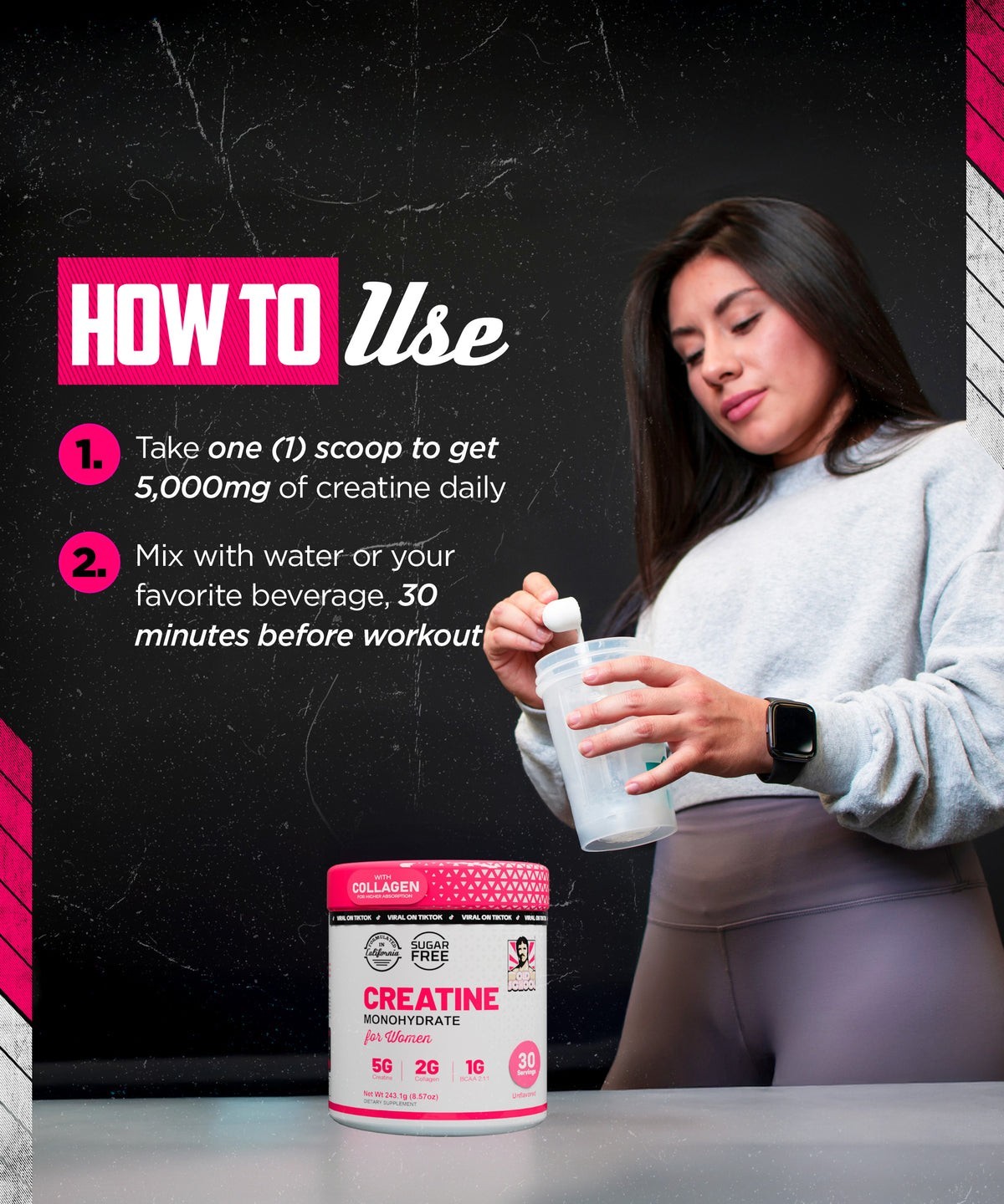 Creatine with Collagen & BCAAsCreatine Monohydrate for Women-8.57oz