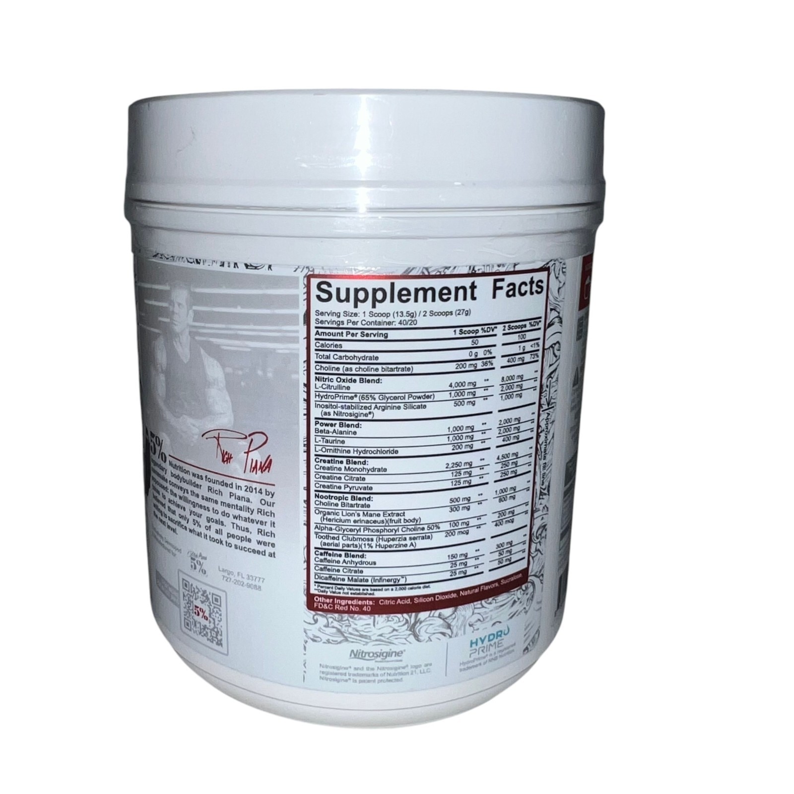 5% Nutrition Rich Piana Reloaded Pre-Workout Fruit Punch High Stim 30 Serv