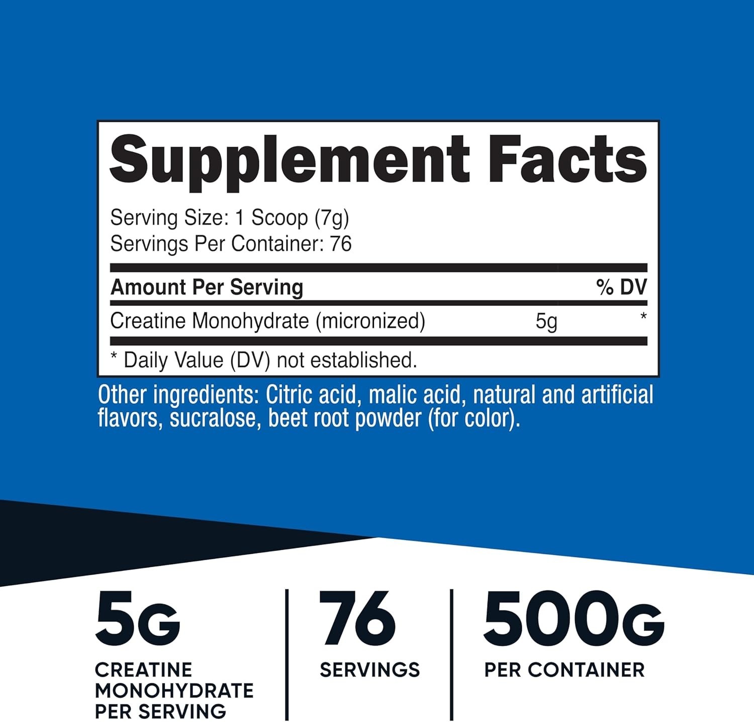 Creatine Monohydrate Powder in Fruit Punch Flavor – 500g for Muscle Growth