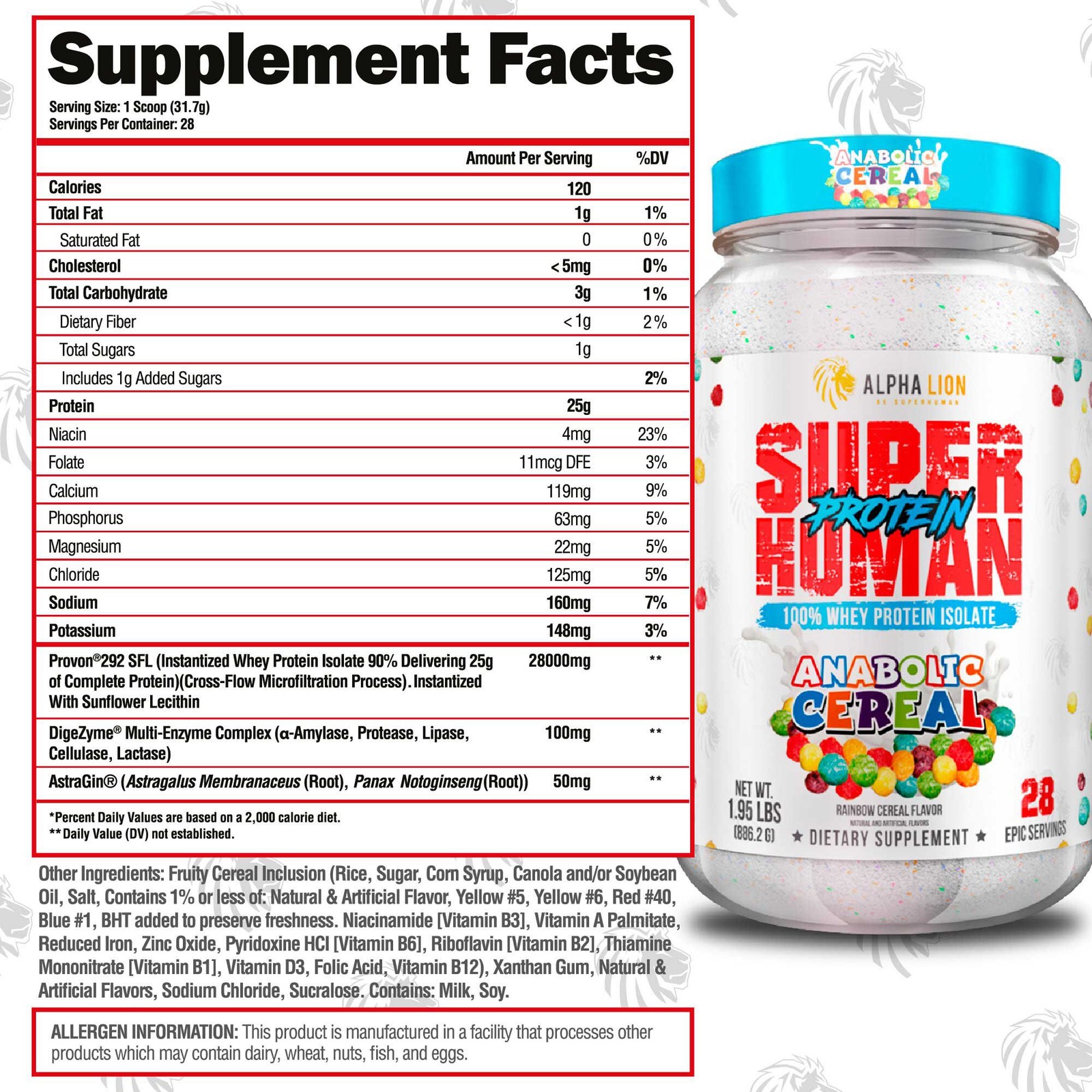 Superhuman 100% Whey Protein Isolate – Fruity Cereal (28 Servings)