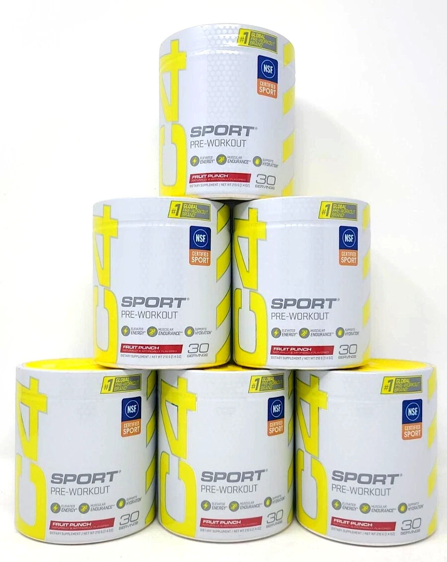 (6) Cellucor C4 Sport PRE-WORKOUT “FRUIT PUNCH” 30 Servings Best by 04/2026