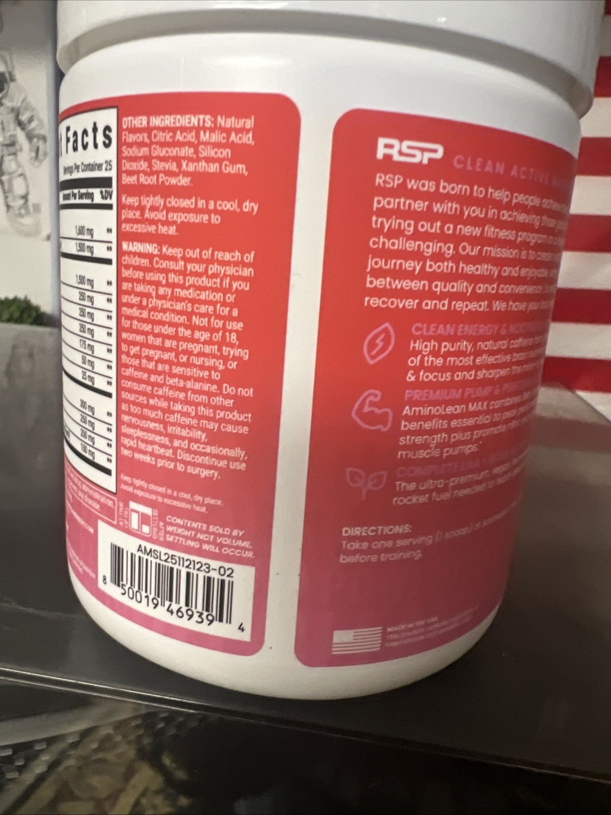 RSP Nutrition AminoLean MAX Pink Lemonade Pre-Workout Energy