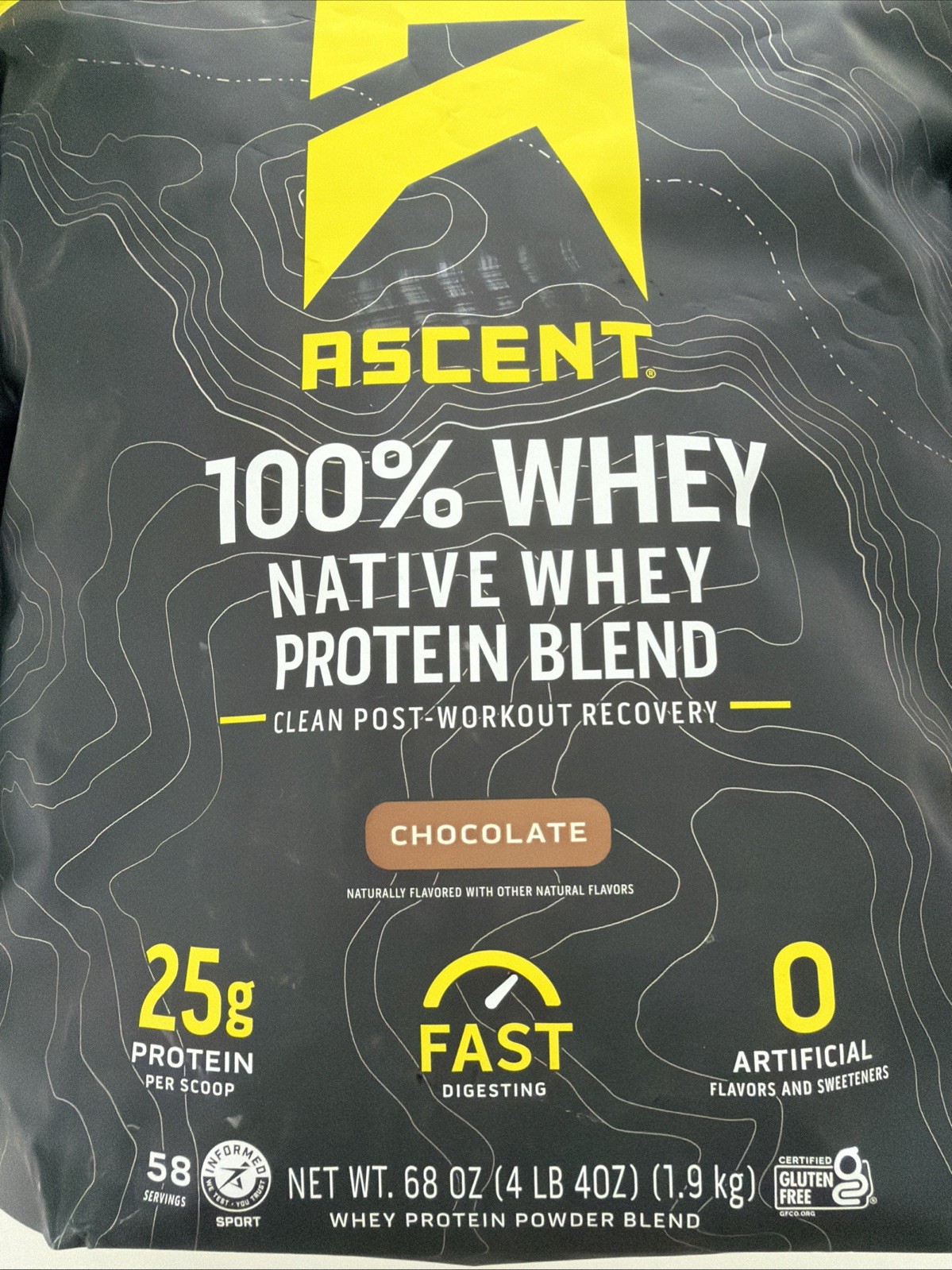 Ascent 100% Whey, Native Whey Protein Blend, Chocolate, 4.25 lbs 🇺🇸 Whey.