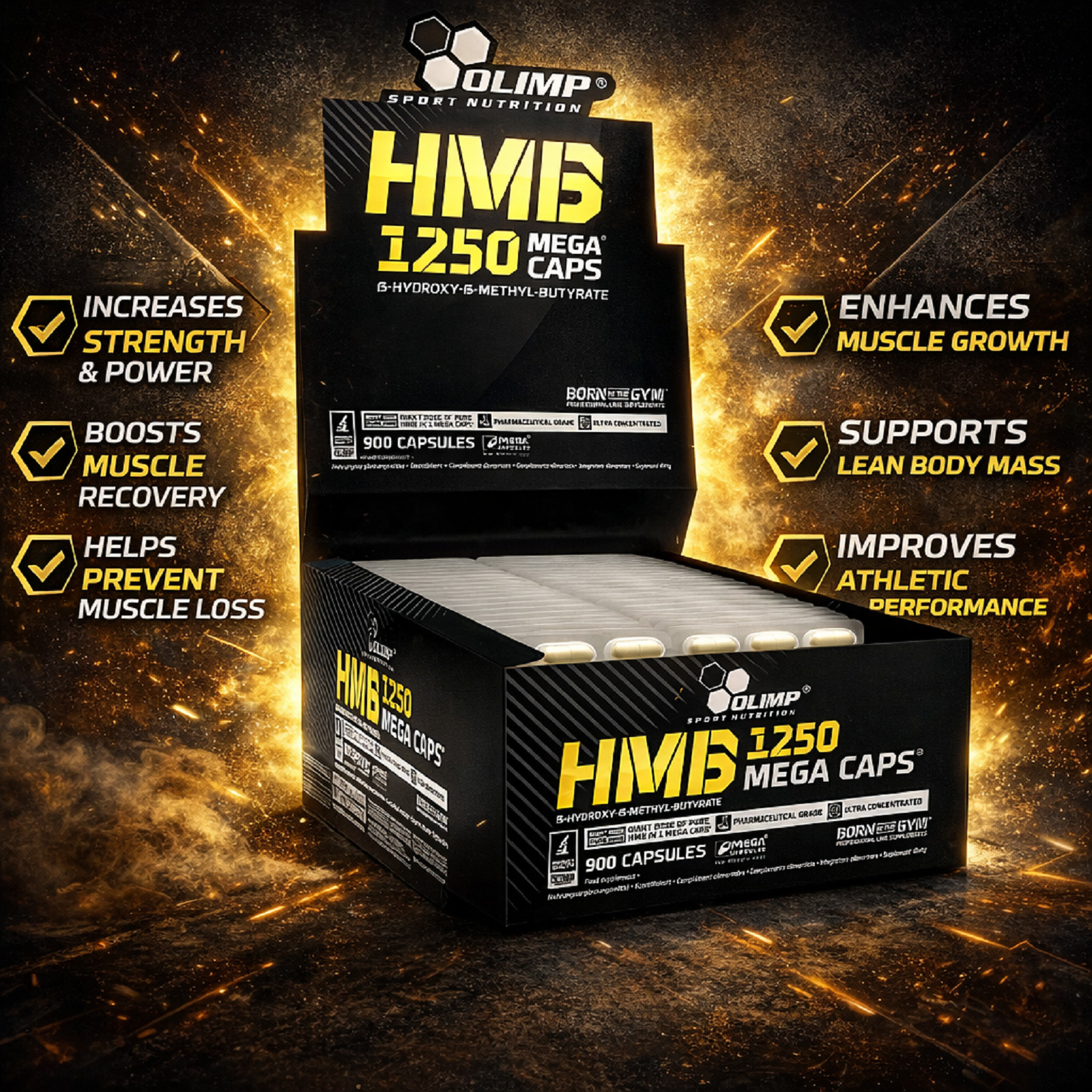 HMB Blisters Anticatabolic Anabolic Fat Burner Lean Ripped Muscle Mass Growth