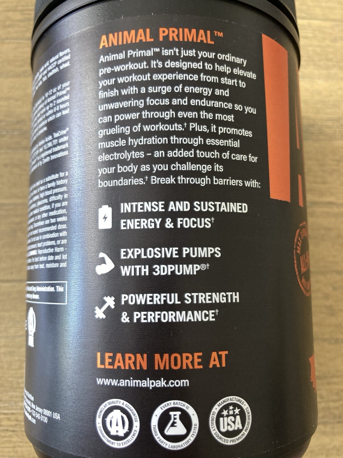 Animal Pre Workout Primal Loaded Powder Dragon Berry 1.05 lb (480 g)
